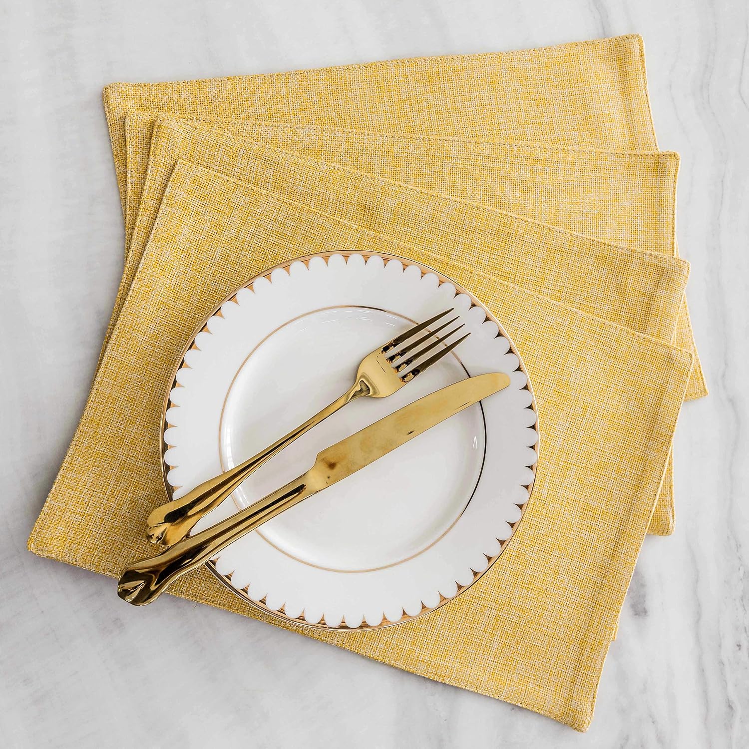 Home Brilliant Cloth Placemats Set of 8 Linen Placemat Washable Heat Resistant Dining Table Place Mats for Kitchen