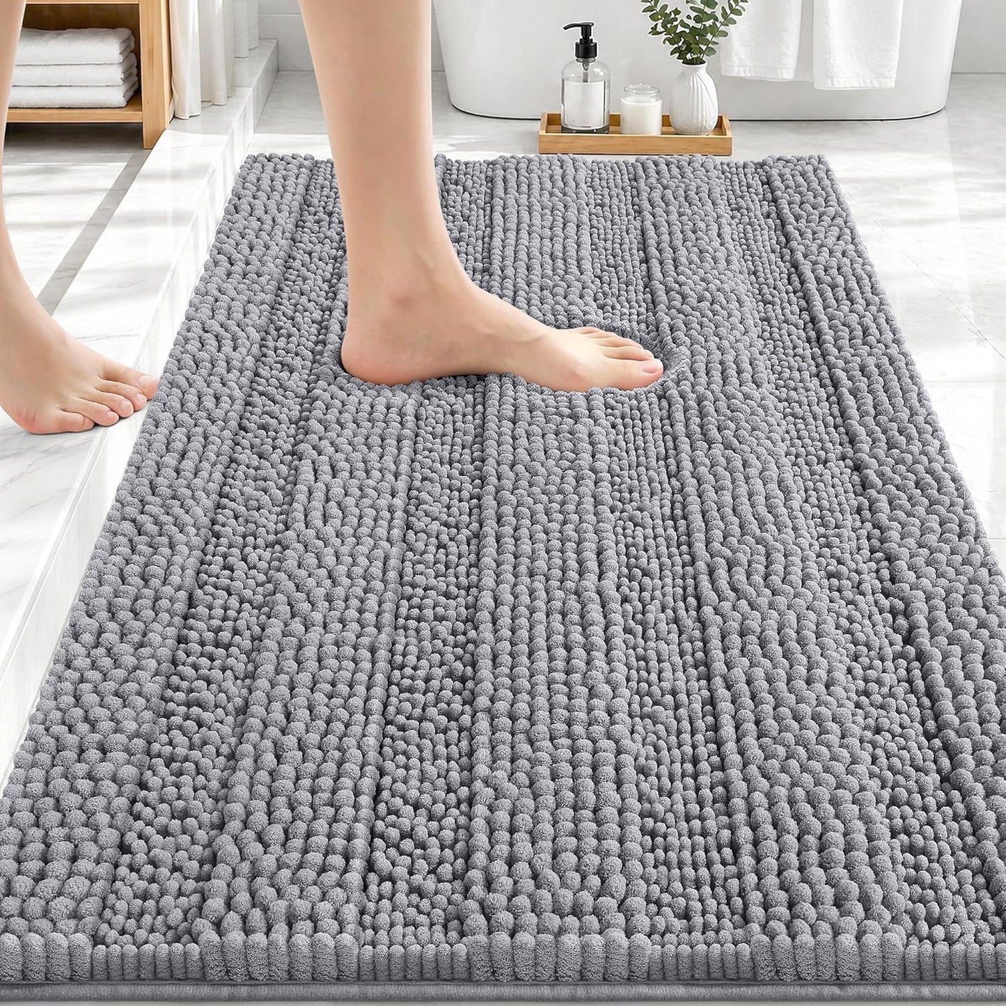 OLANLY Small Bathroom Rugs 30x18, Extra Soft Absorbent Chenille Bath Rugs