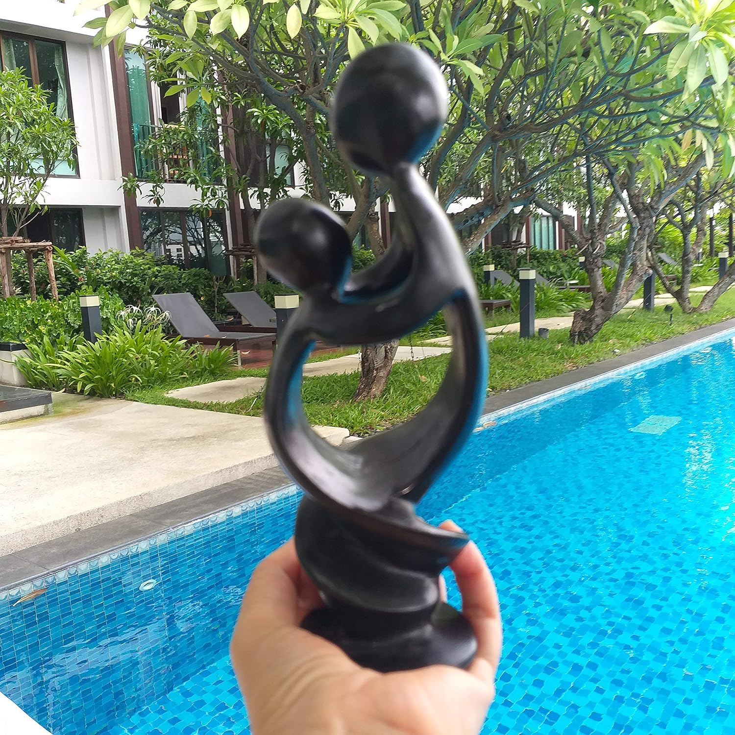 Mother and Child Figurine Abstract Mom Dad Family Love Sculpture Small Resin / 8.5 In:mom and Child