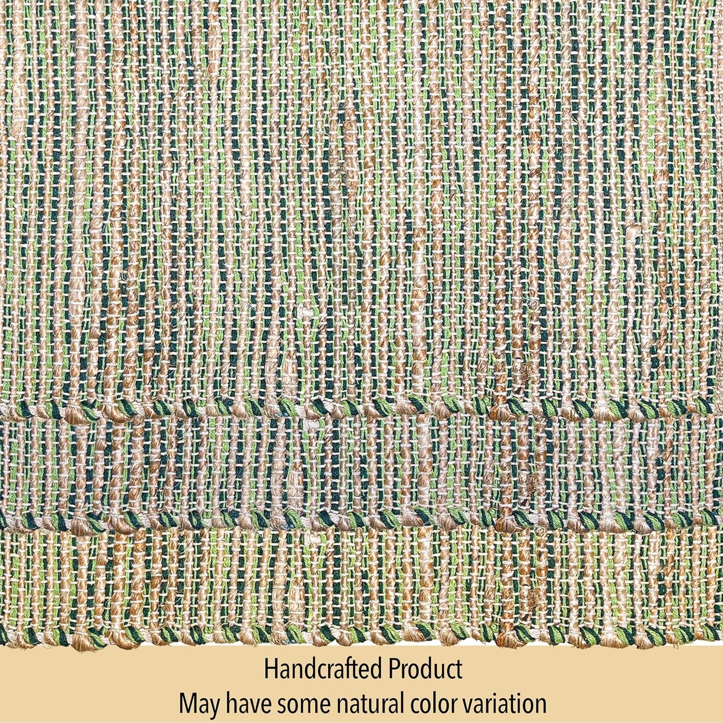 Natural Jute & Green Placemats, Set of 4 – Rustic Handmade Boho Table Mats, 13x19 Inch Dining Table Placemats for