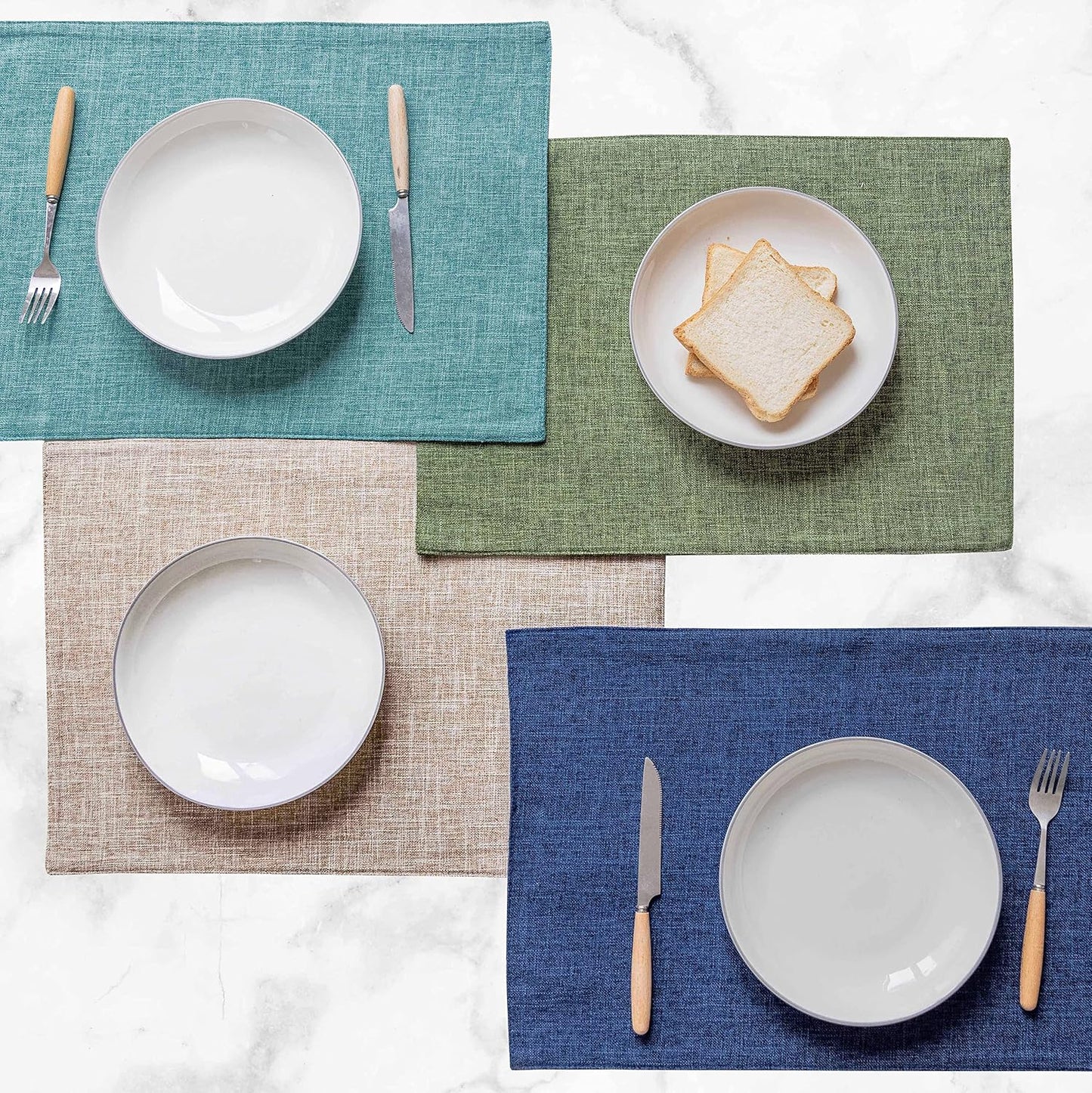 Home Brilliant Linen Place Mats Set of 6 Heat Resistant Dining Table Place Mats Cloth Placemats Kitchen Table Mats