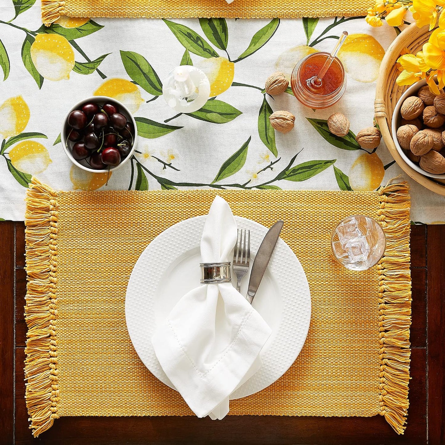 DII Variegated Tabletop Collection, Placemat Set3x19, Apricot, 6 Piece