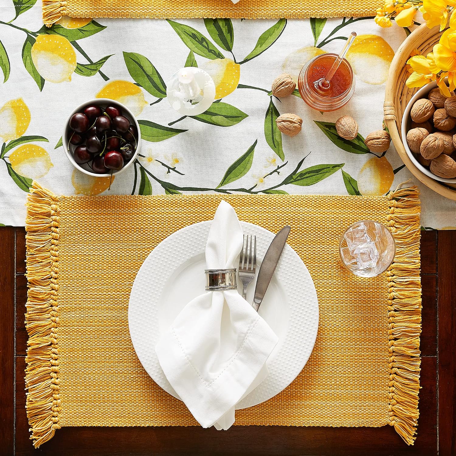 DII Variegated Tabletop Collection, Placemat Set3x19, Apricot, 6 Piece