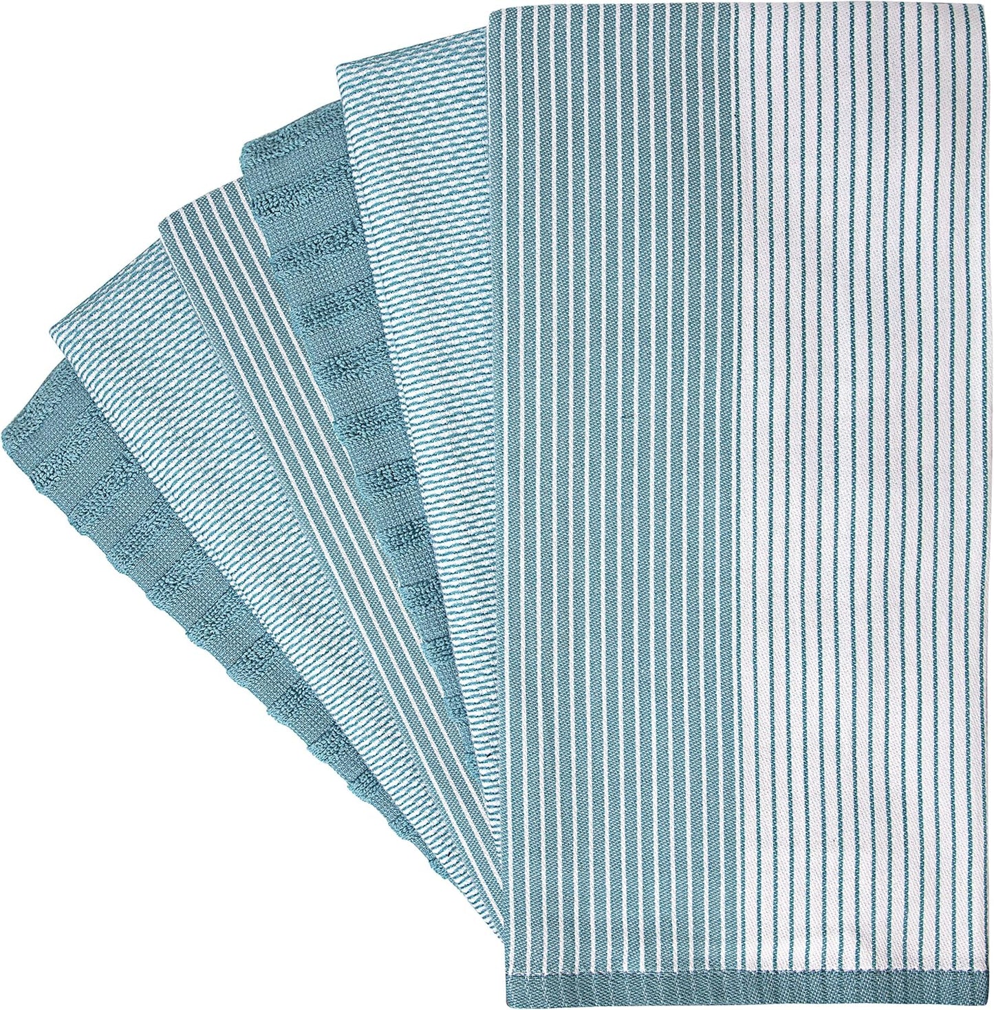 Premium Kitchen Towels 6 Pack 100% Cotton, 20"x28" Dish Towels - Aqua | Large Flat & Terry Kitchen Linen Set with