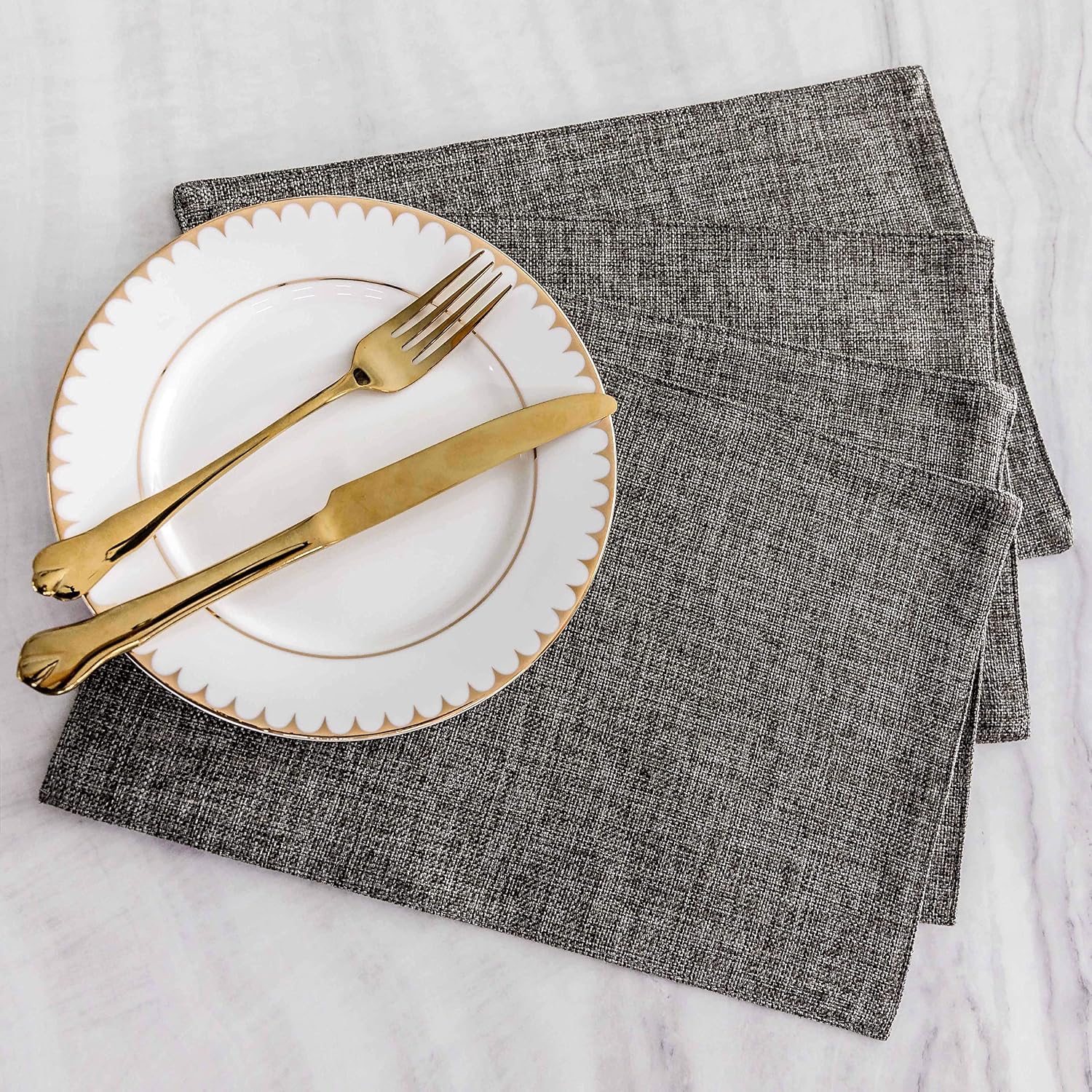 Home Brilliant Cloth Placemats Set of 6 Heat Resistant Dining Table Place Mats Kitchen Table Mats, 13x19 inches, Dark