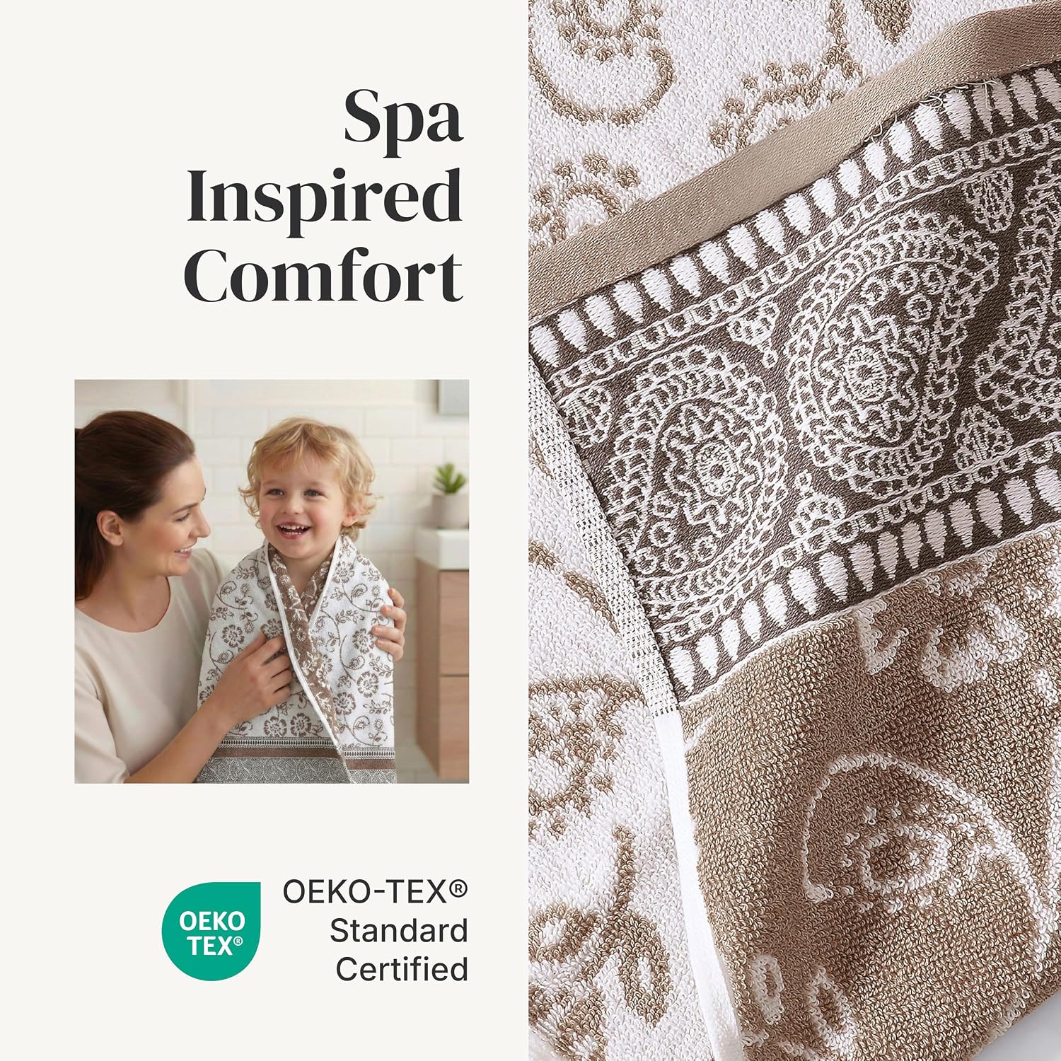 Modern Threads 6 Piece Bath Towel Set – Bathroom Set with 2 Bath Towels, 2 Hand Towels, and 2 Wash Cloths – 100%