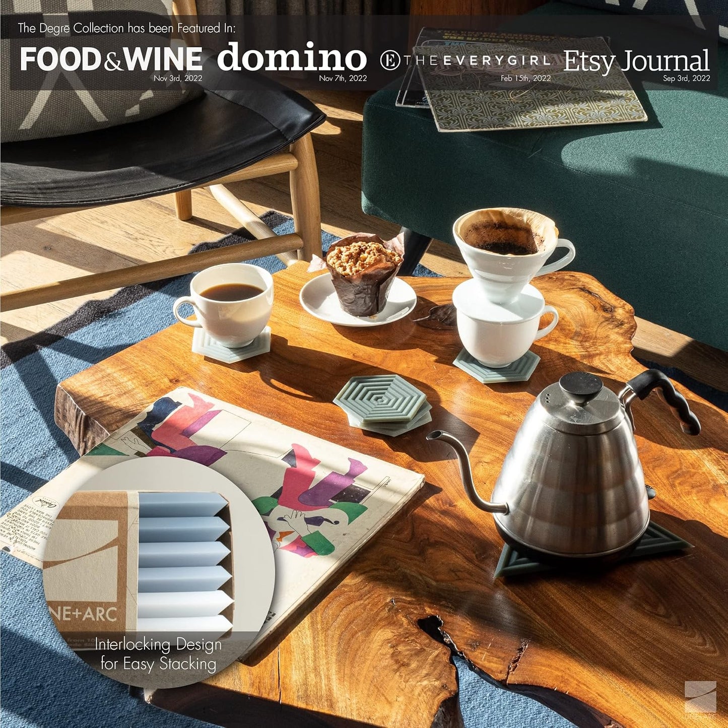 Extra Thick Silicone Coasters . Waterproof Anti-Stain Dishwasher-Safe / Indigo Wash