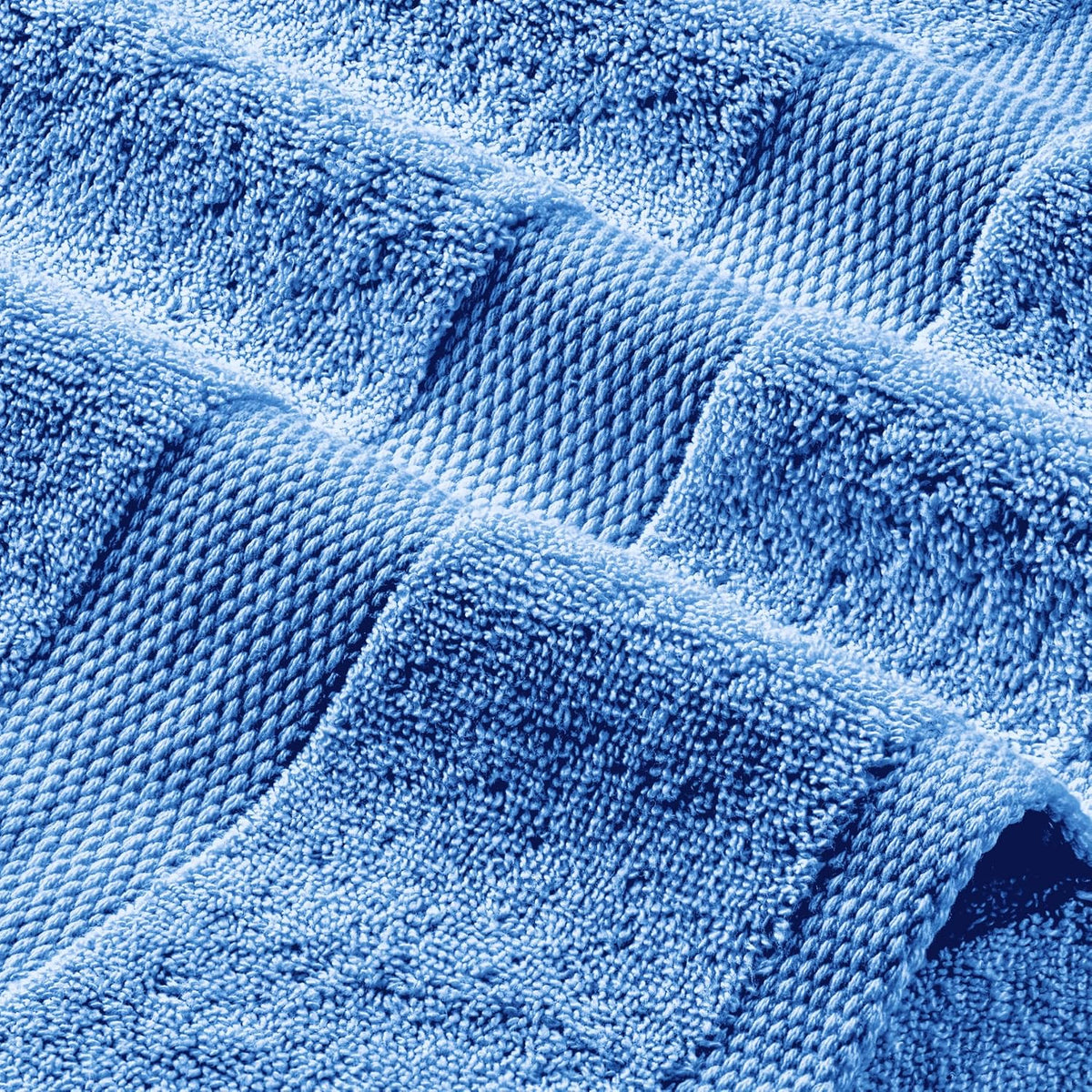 White Classic Wealuxe Light Blue Bath Towels 24x50 Inch, Cotton Towel Set for Bathroom, Hotel, Gym, Spa, Soft Extra
