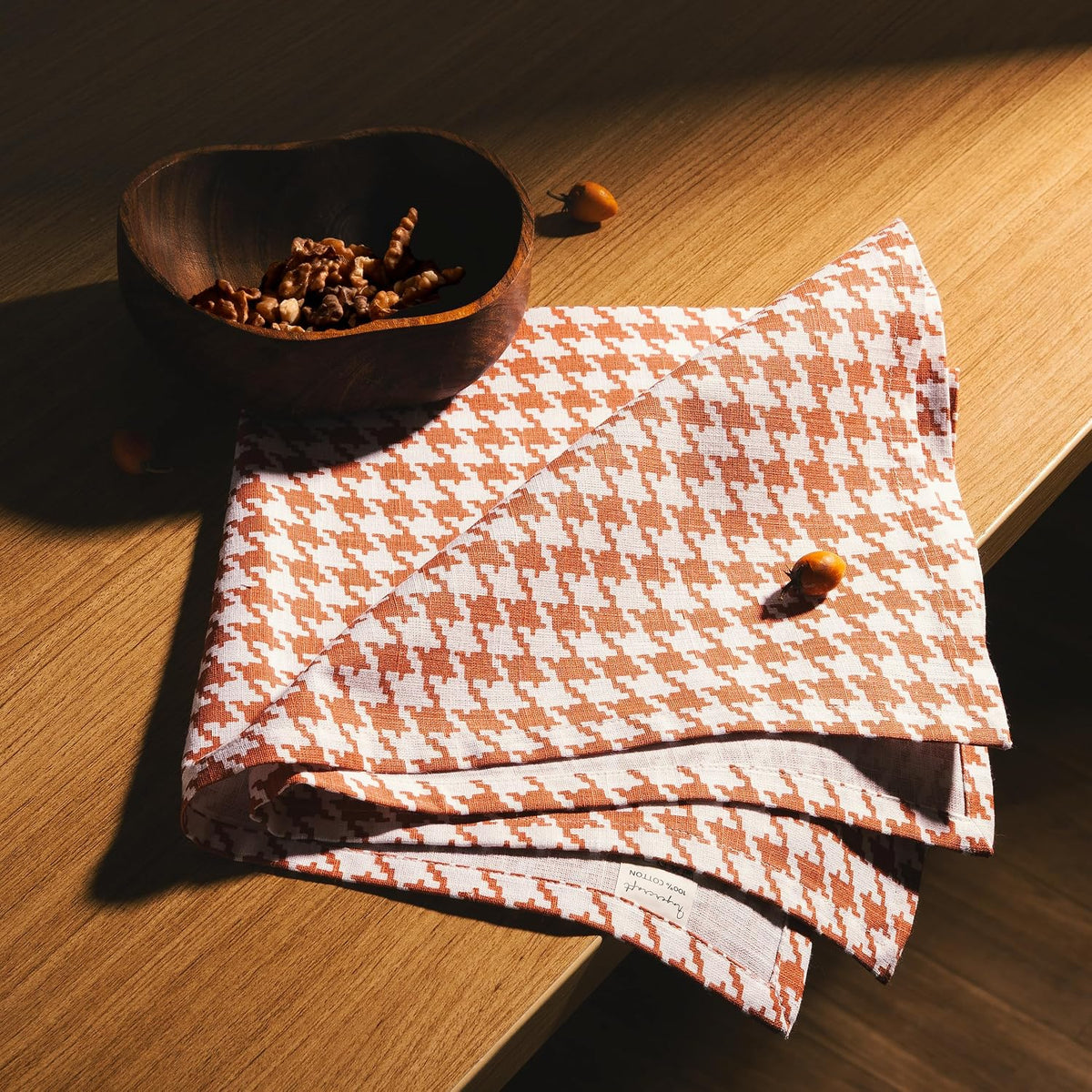 FINGERCRAFT Cloth Napkins Set of 12, 100% Cotton, 20x20 Inch, Terracotta | Mitered corner, washable, soft, absorbent