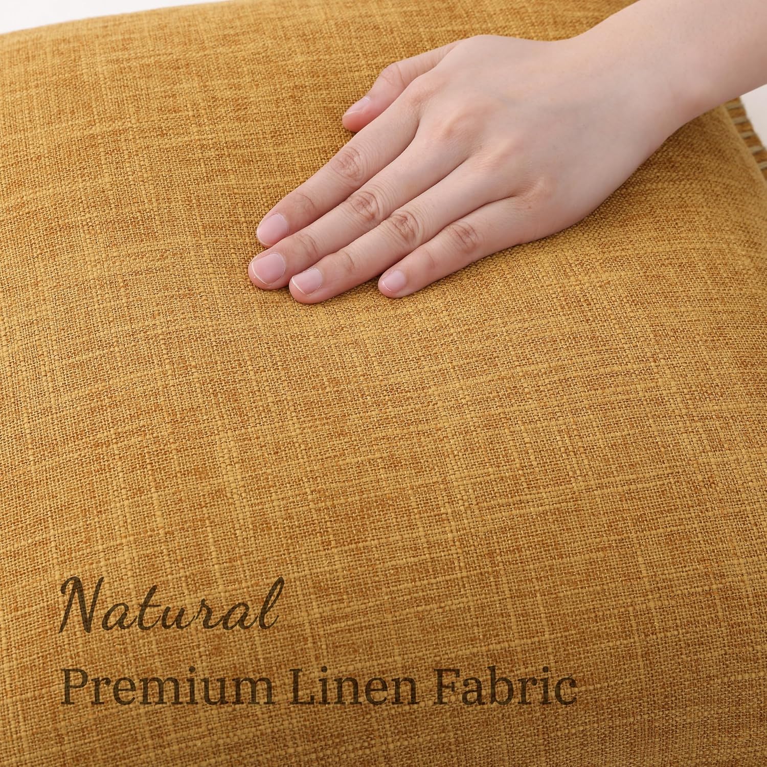 Fall Decorative Throw Pillow Covers Square Faux Linen Outdoor / Bronze Gold / 18 x 18 / Set of 2