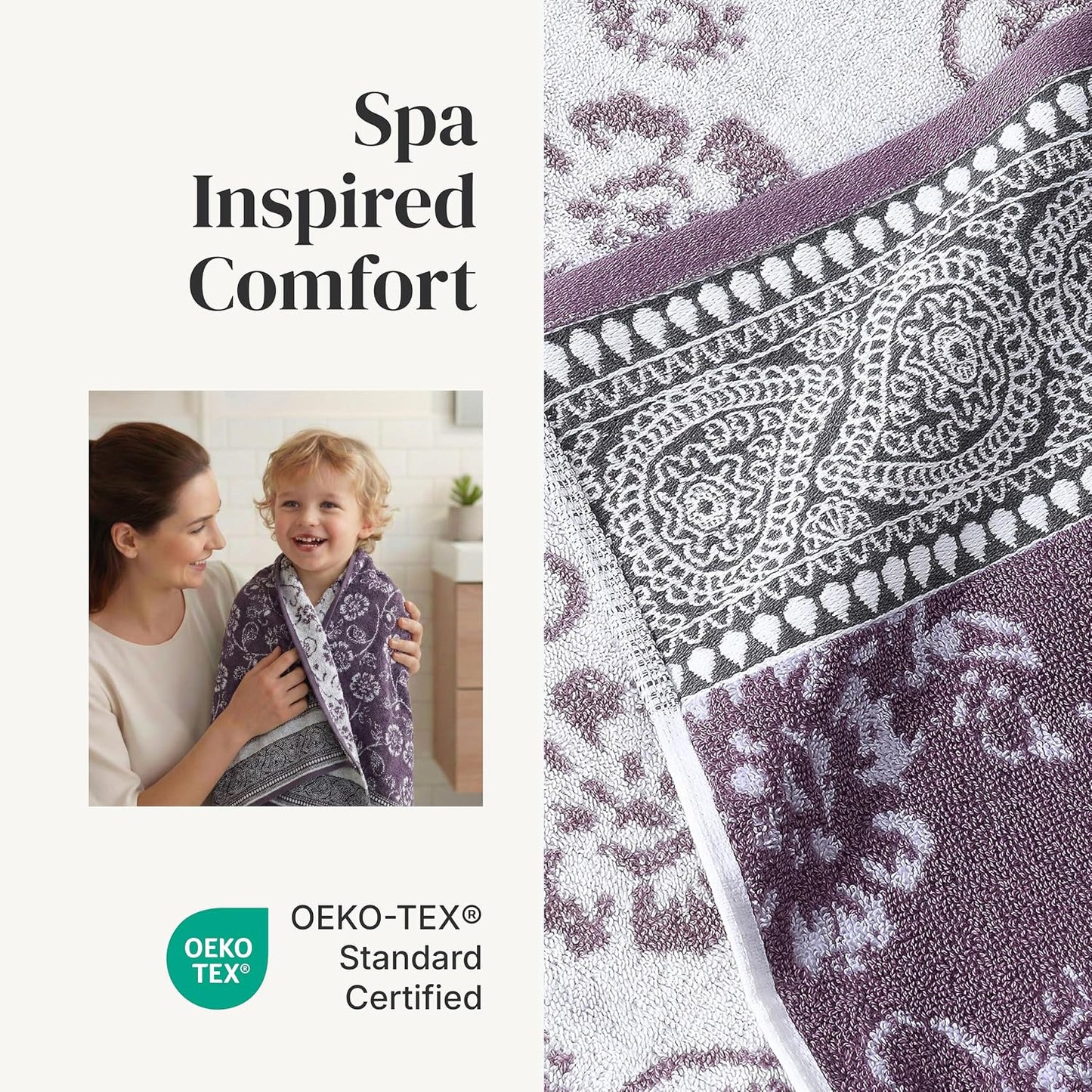 Modern Threads 6 Piece Bath Towel Set – Bathroom Set with 2 Bath Towels, 2 Hand Towels, and 2 Wash Cloths – 100%