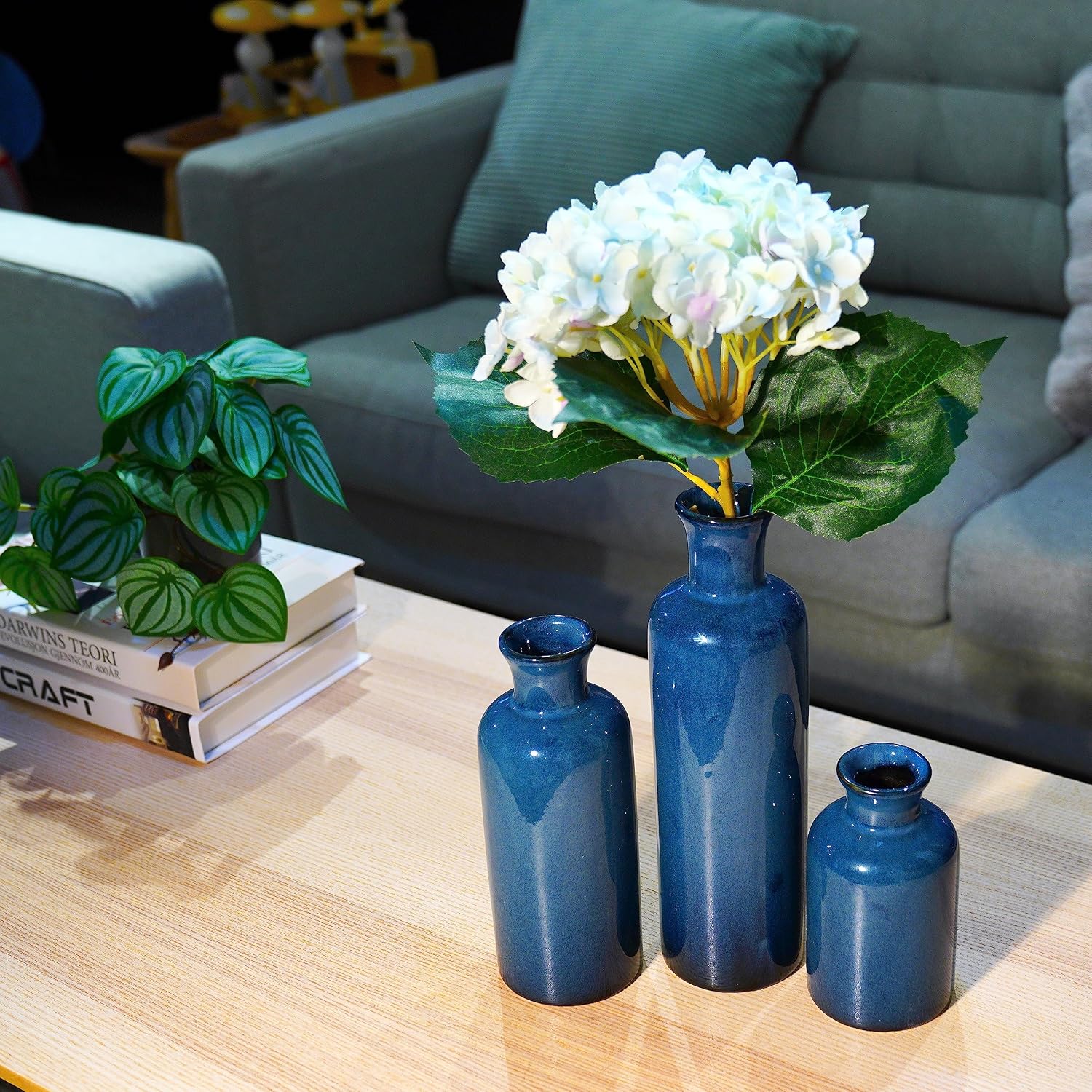 Ceramic Vase Set Home Decor / Blue / Set of 3
