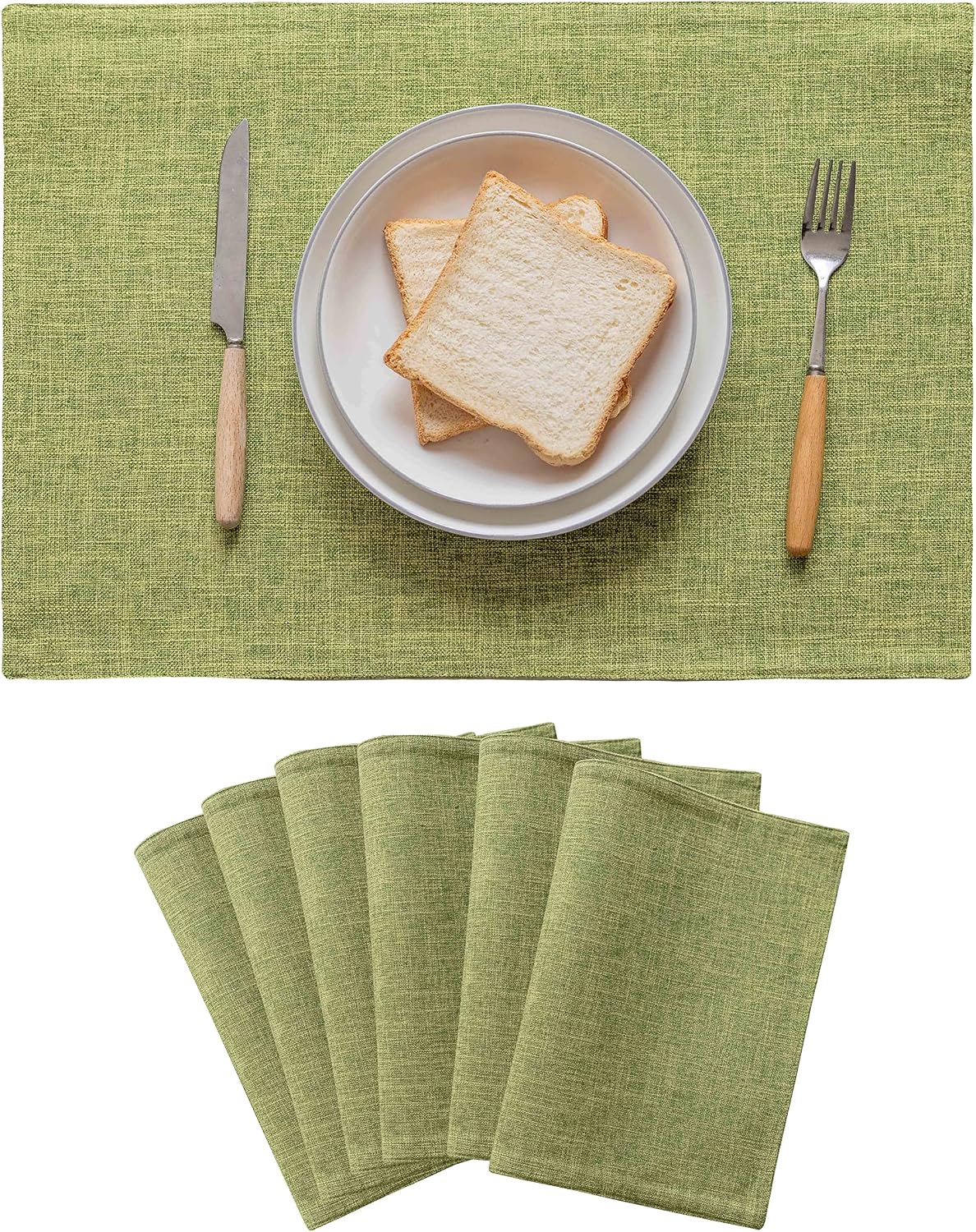 Home Brilliant Green Placemat Set of 6 Washable Place Mats Placemats Heat Resistant Table Mats for Wooden Table Dinner