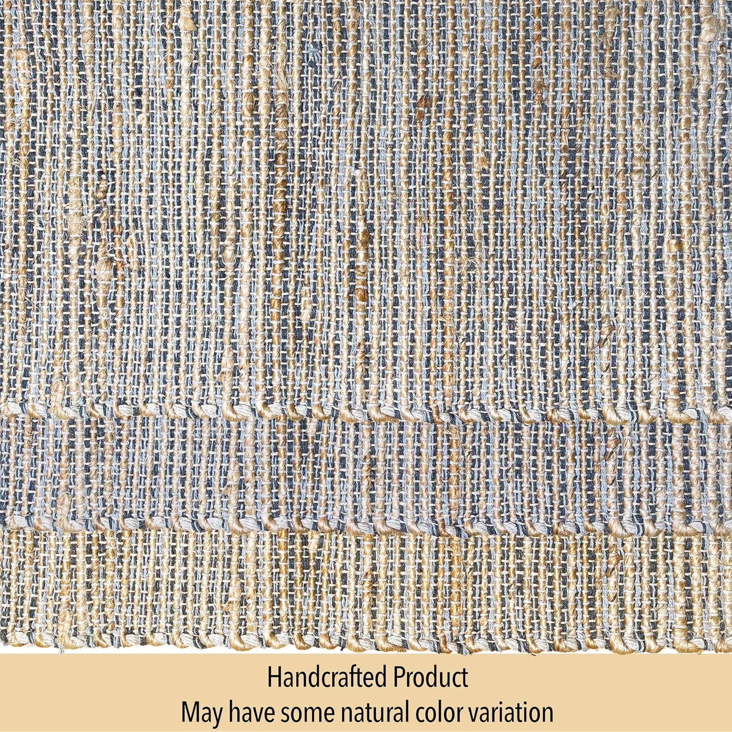 Natural Jute & Grey Placemats, Set of 4 – Rustic Handmade Boho Table Mats, 13x19 Inch Dining Table Placemats for