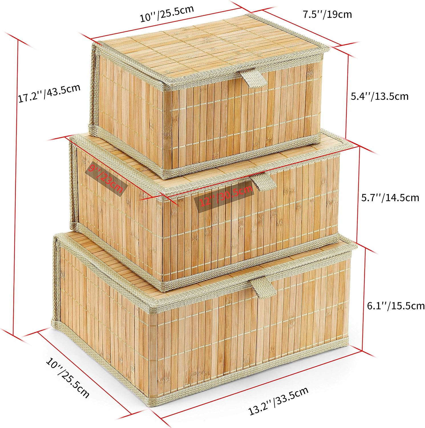Woven Lined Storage Basket / Wooden Beige / Set of 3