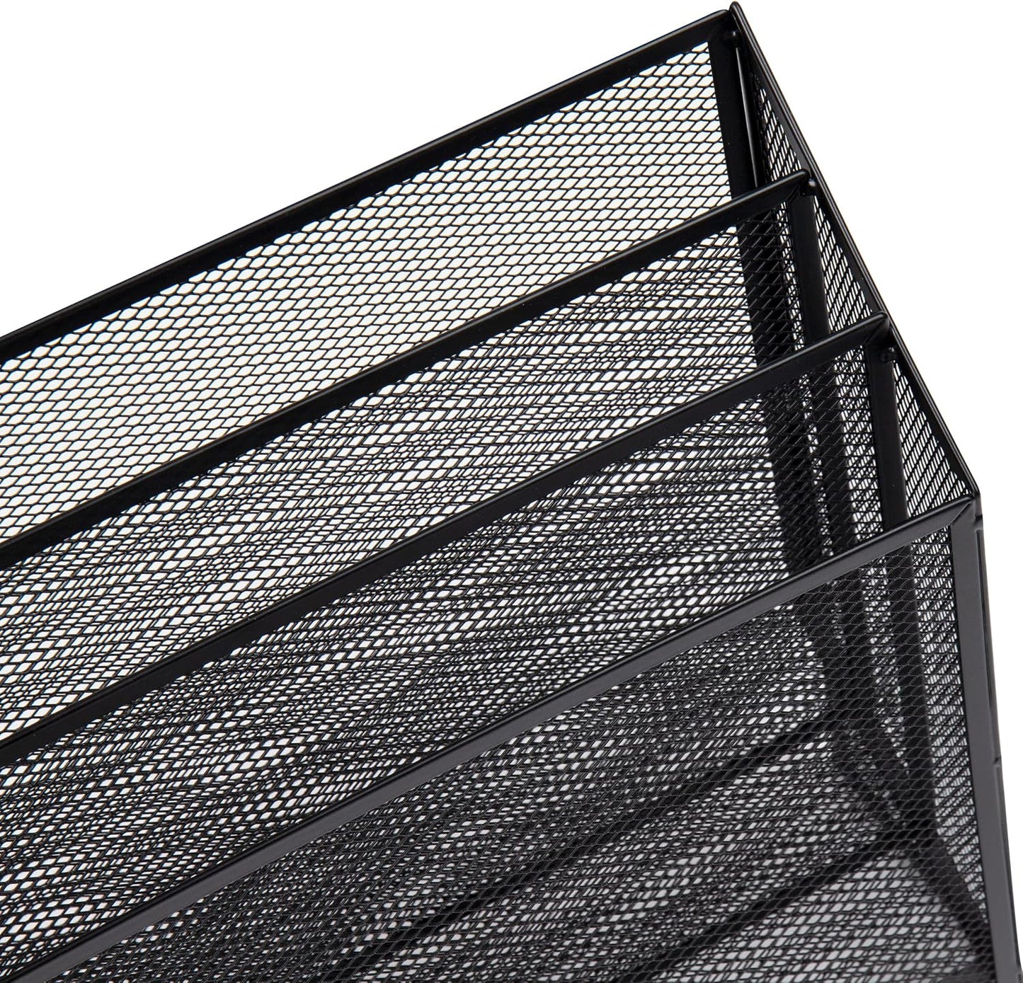 Mind Reader Metal Mesh File Organizer, Black | 3-Tier | Desktop | Modern Style | Pack of 4