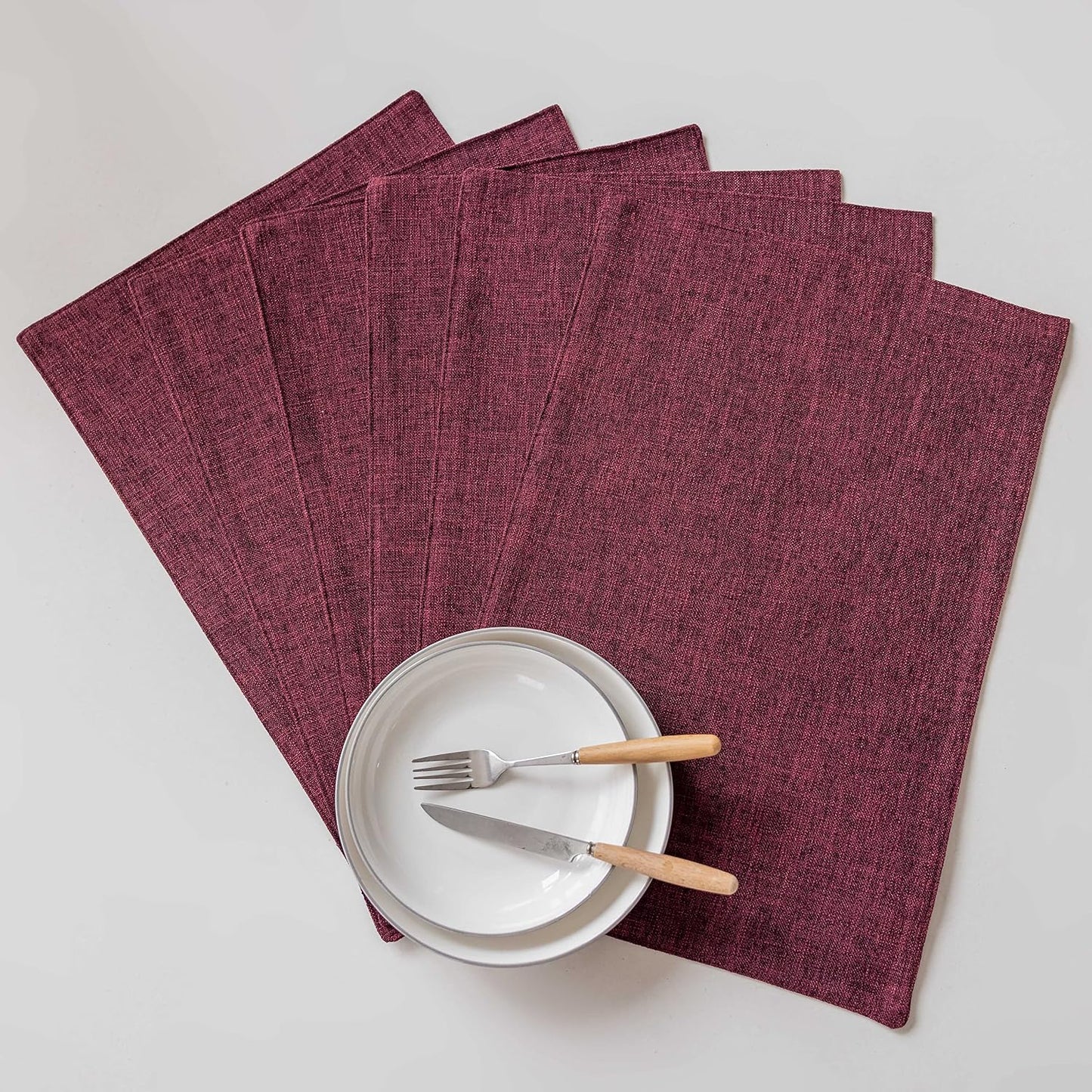 Home Brilliant Red Placemats Set of 8 Cloth Placemat for Holiday Heat Resistant Dining Table Mats Kitchen Washable