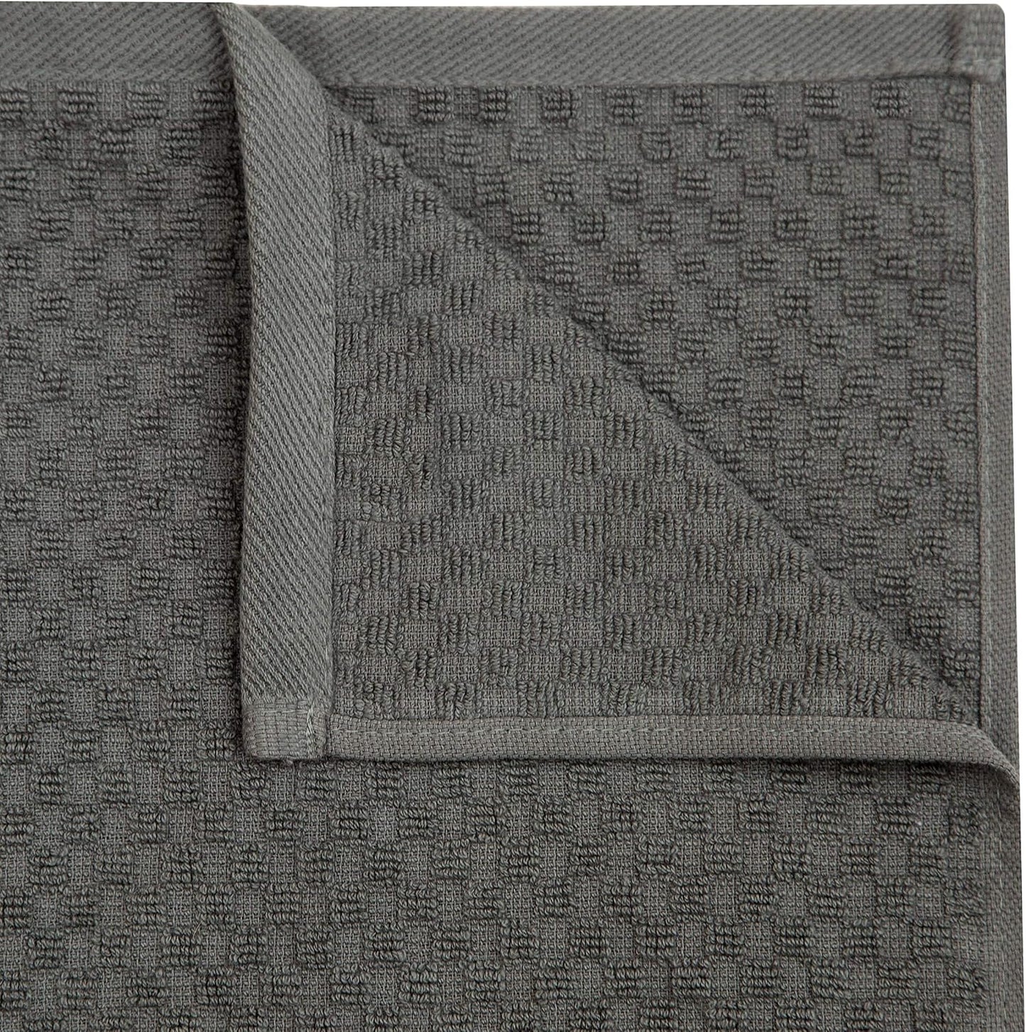 COTTON CRAFT Amazing Kitchen Towels - 8 Pack 100% Cotton Waffle Terry Towel | Charcoal - 16x28 Euro Café Waffle Weave