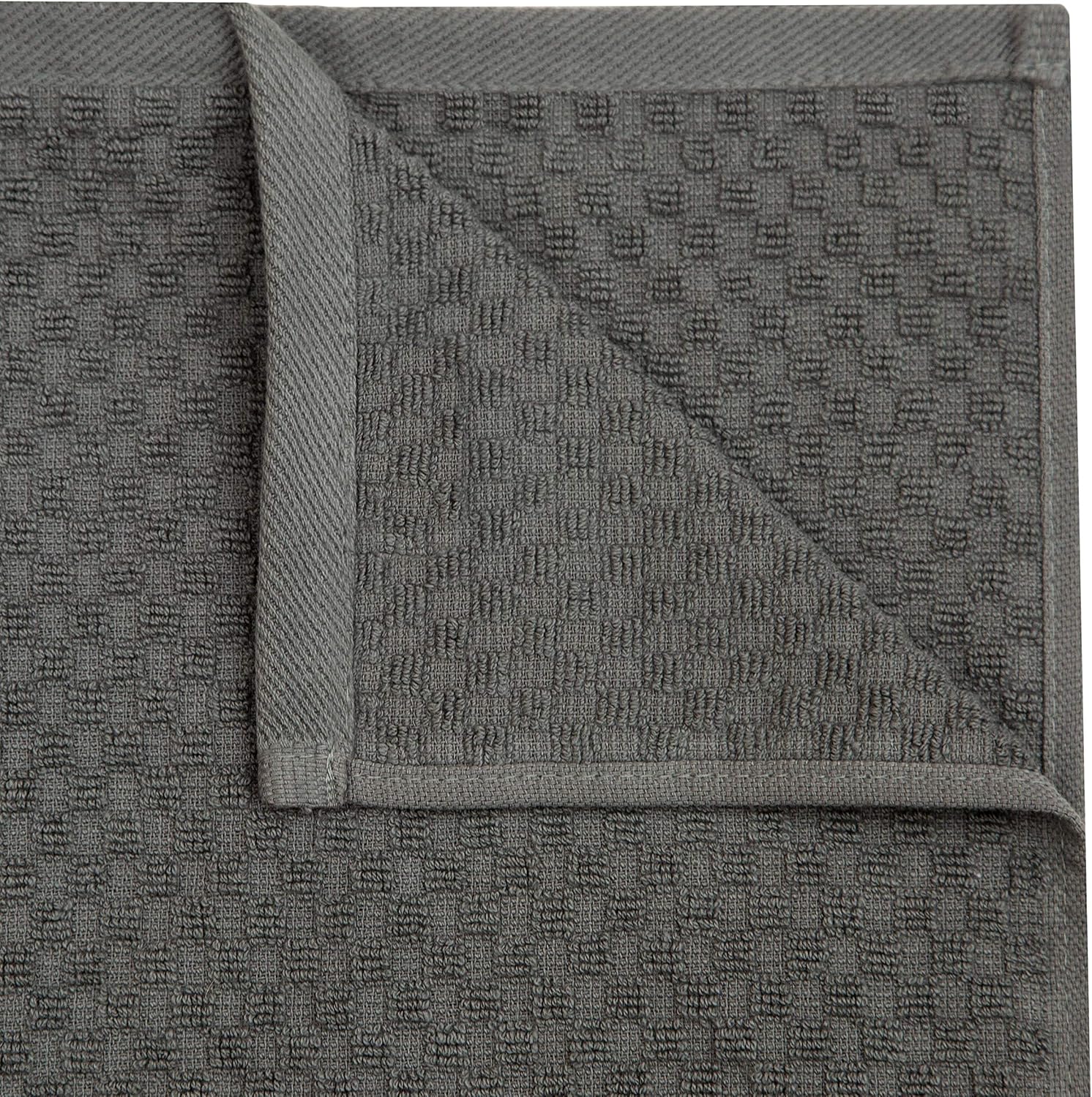 COTTON CRAFT Amazing Kitchen Towels - 8 Pack 100% Cotton Waffle Terry Towel | Charcoal - 16x28 Euro Café Waffle Weave
