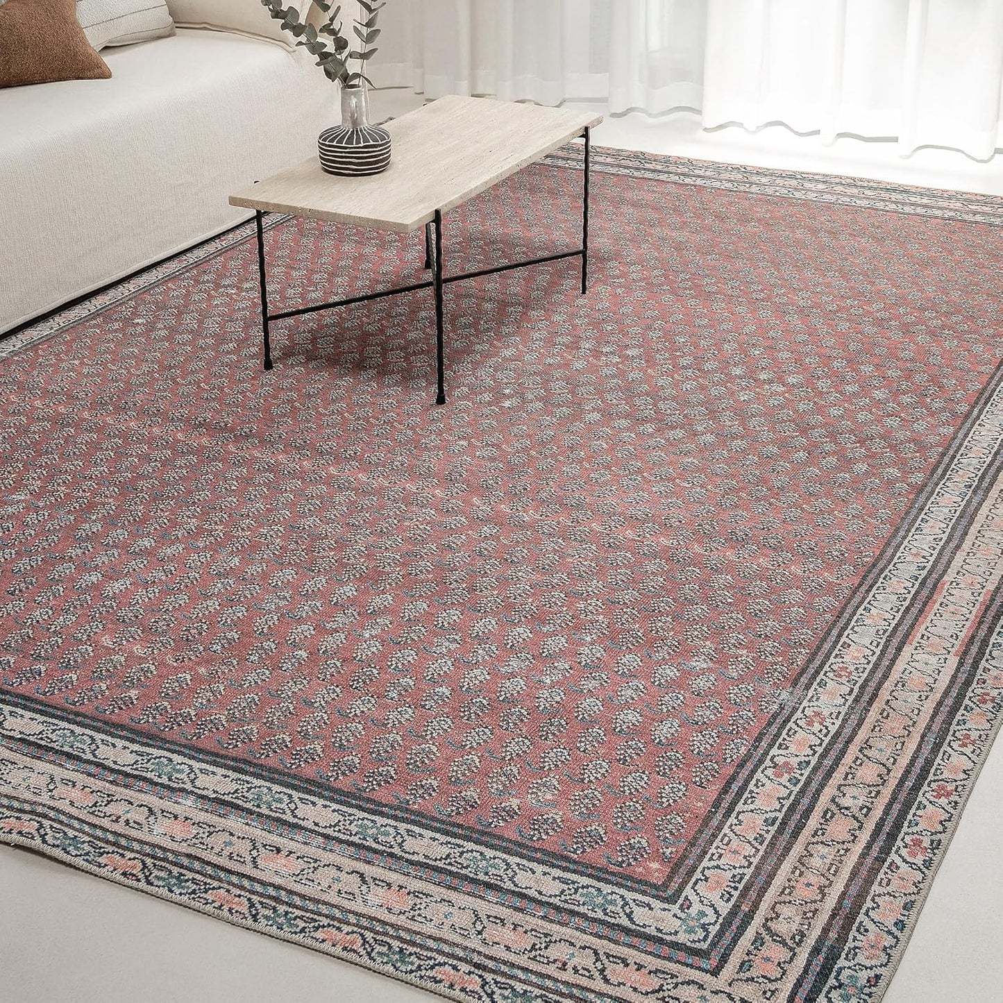 10x14 Blue Cream Neutral Area Rug