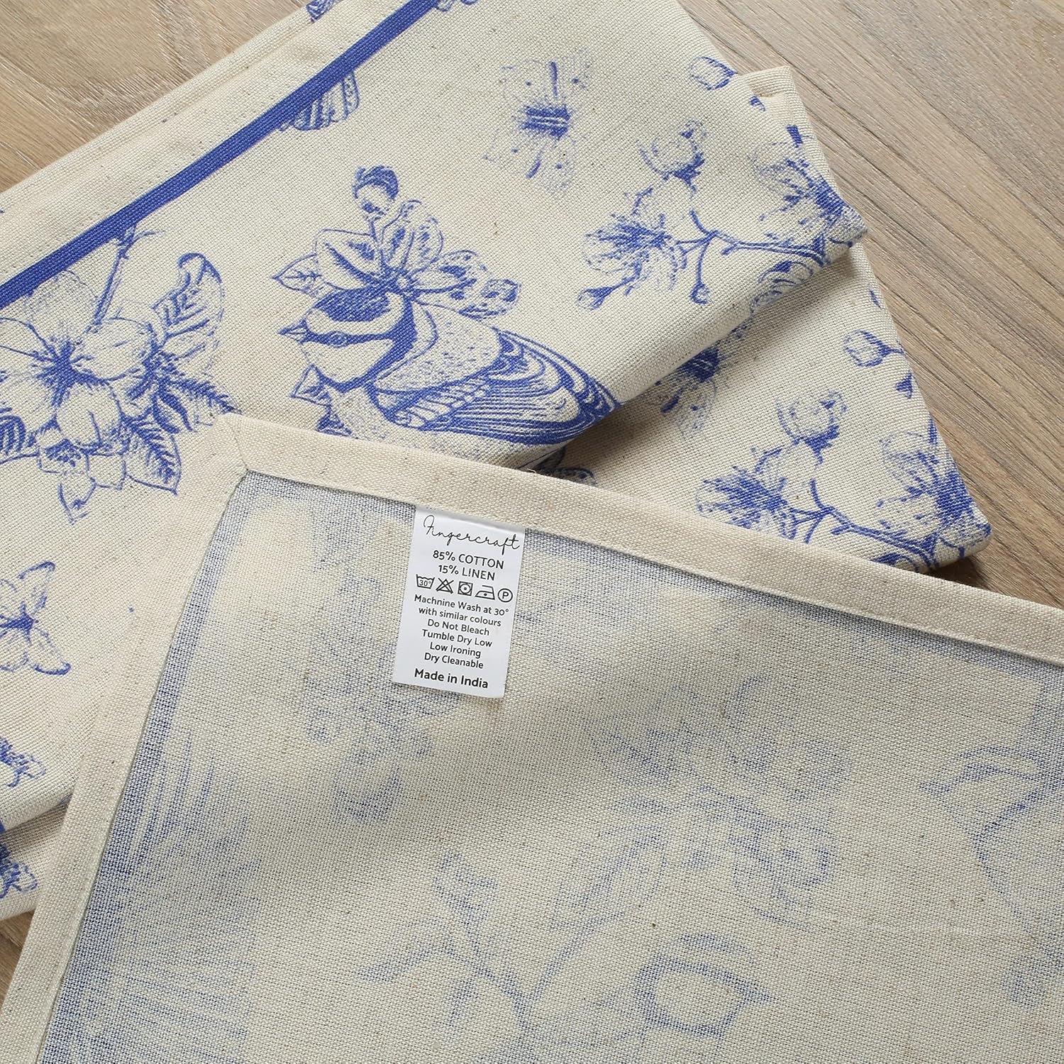 FINGERCRAFT Cloth Napkins Set of 12 Cotton Linen, 20x20 Inch, Toile | Mitered corner, washable, soft, absorbent, floral