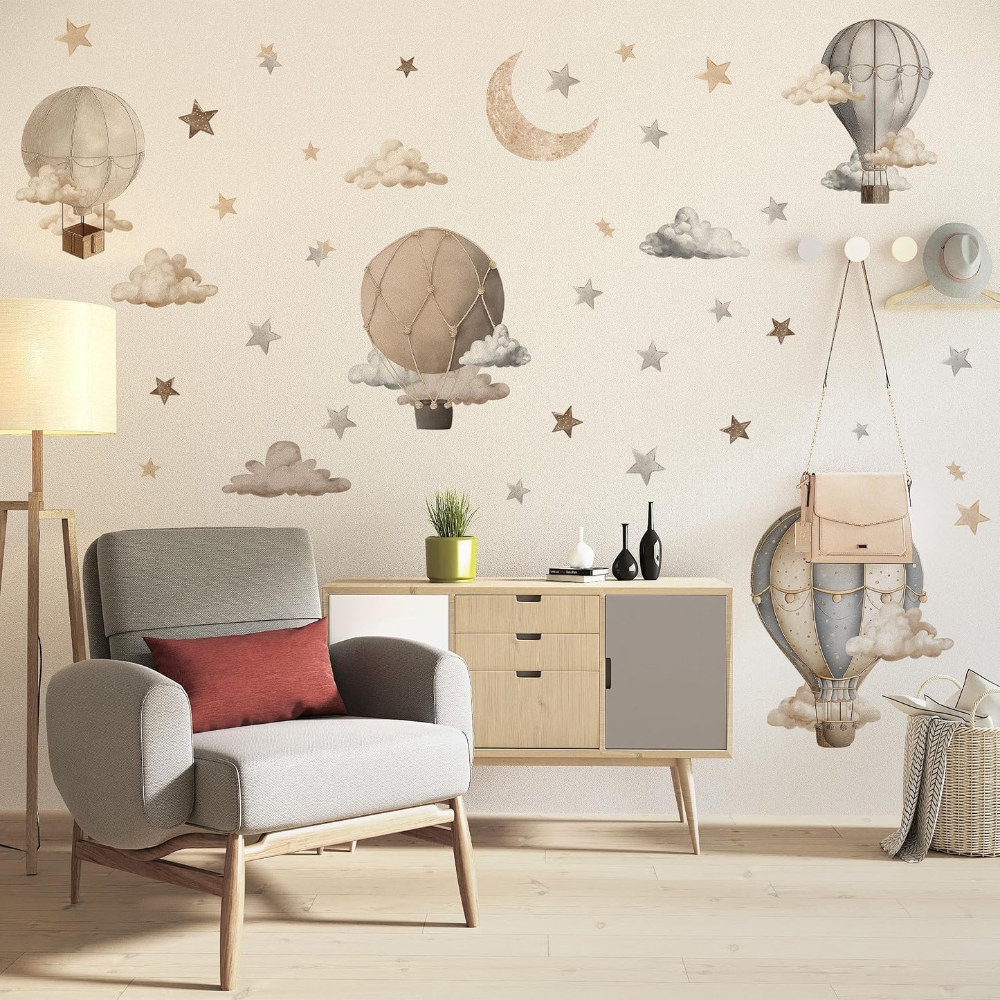 Dreamy Hot Air Balloon and Star Wall Decals / Hot Air Balloon Wall Decals