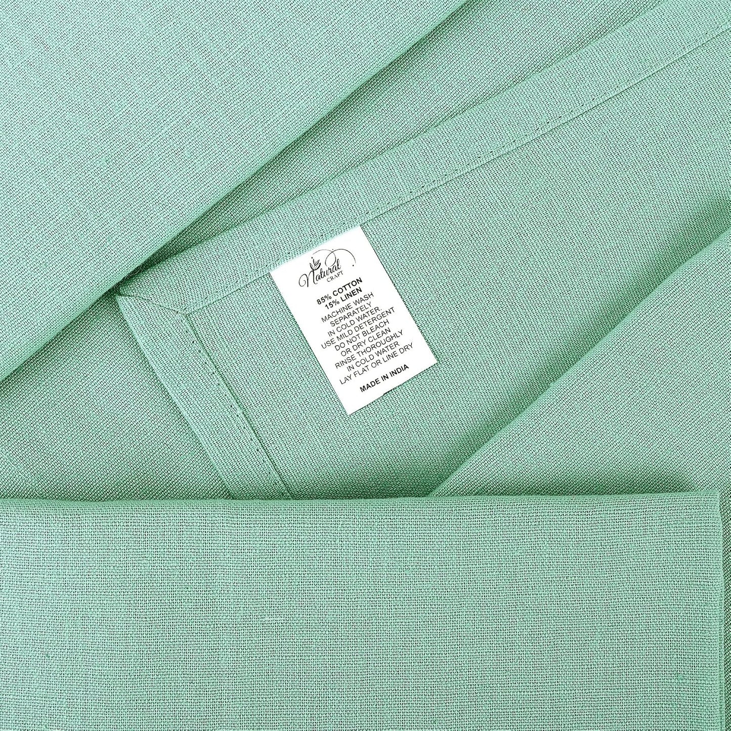 NATURALCRAFT Cloth Napkins Set of 12 Cotton Linen18x18 inch Aqua Green