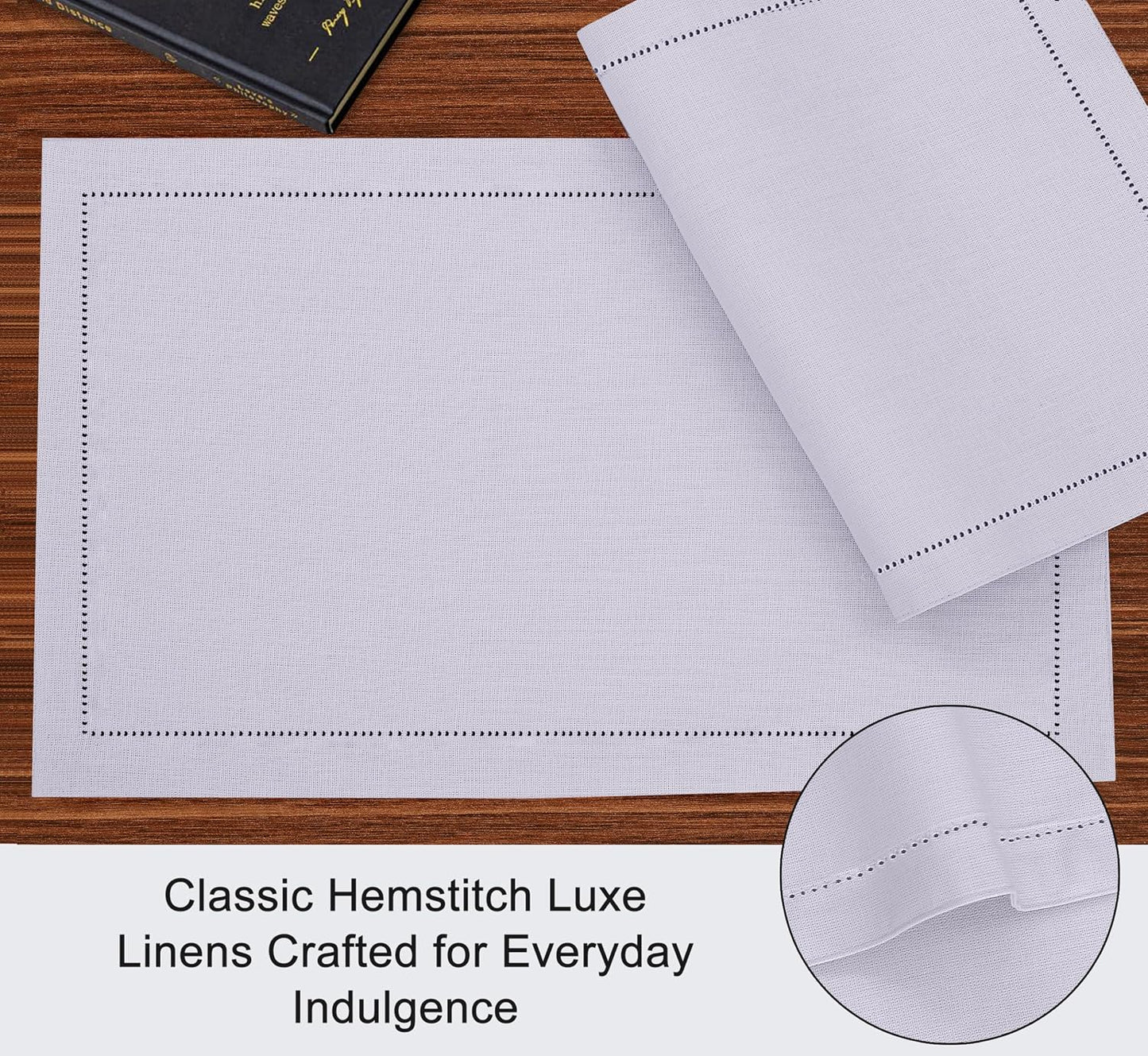 Ruvanti Placemats Set of 6, Linen Cotton Blend Place Mats, Lavender Grey | Heat, Stain resistant, Washable, Non-Slip