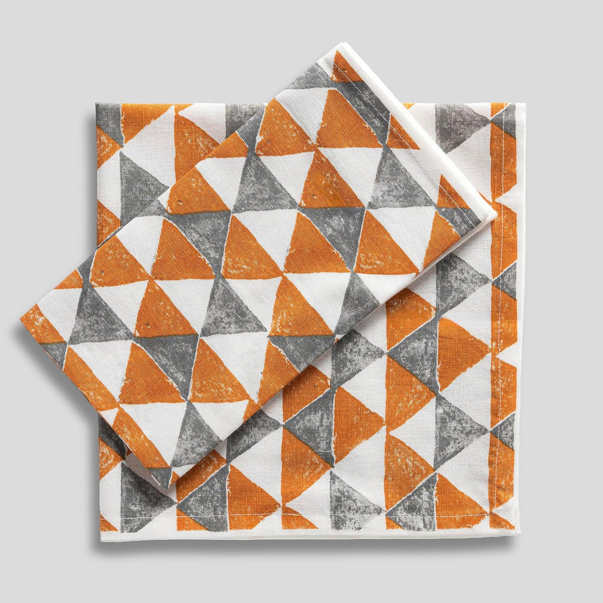 FINGERCRAFT Cloth Napkins Set of 12 Cotton Linen, 20x20 in, Terracotta Geo | Mitered corner, washable, soft, absorbent