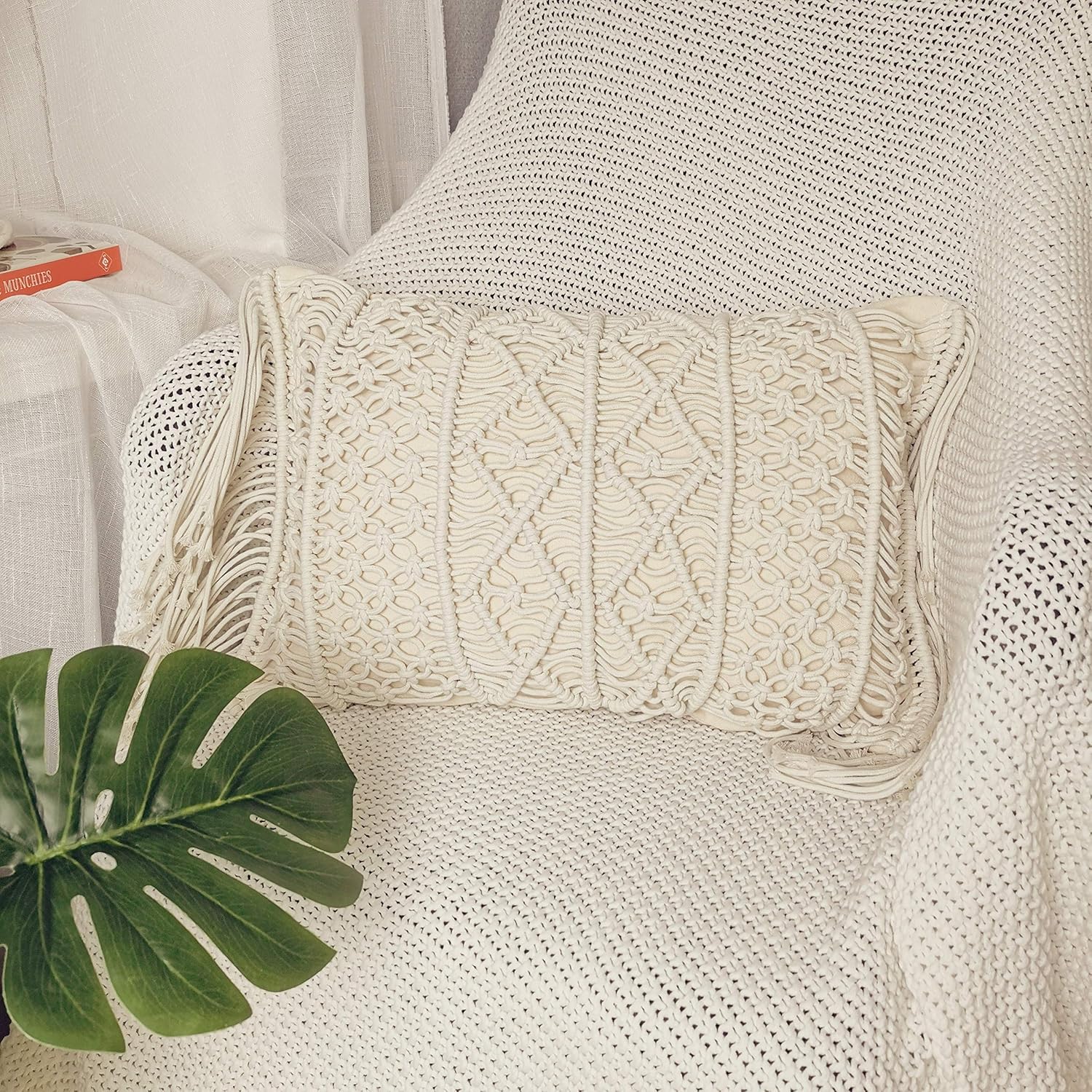 Macrame Lumbar Pillow Cover / B / Set of 2