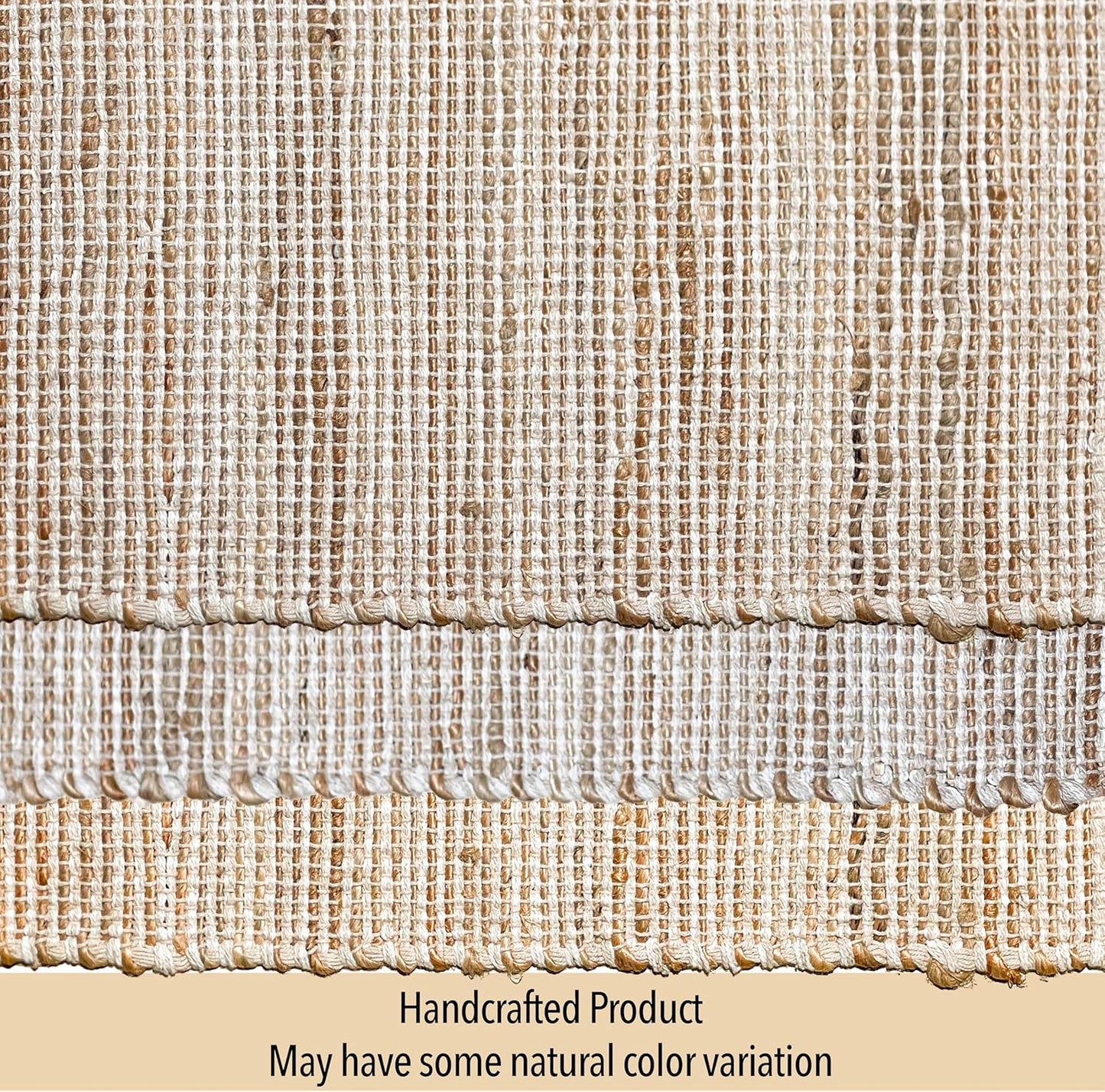 Natural Jute and Ivory Placemats, Set of 4 – Rustic Handmade Boho Table Mats, 13x19 Inch Dining Table Placemats for