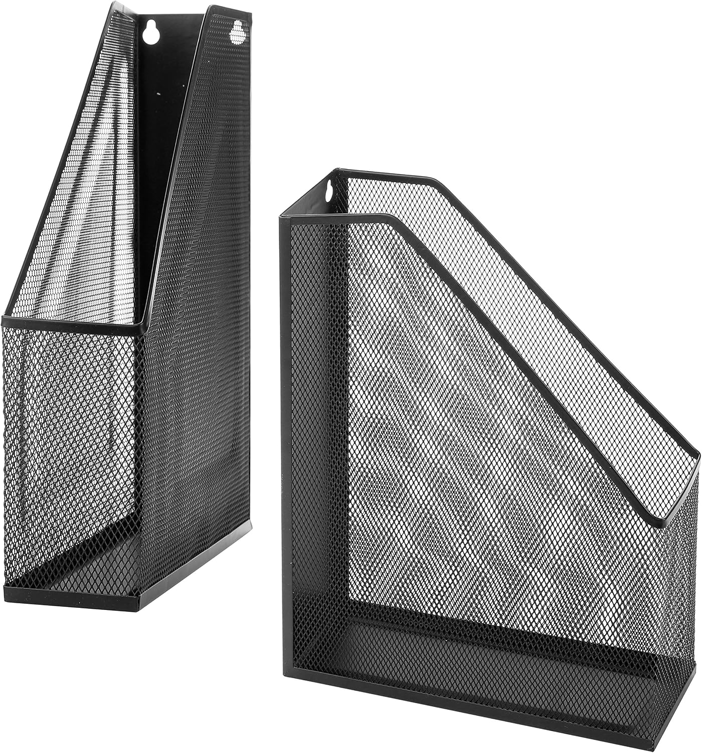MyGift Black Wire Mesh Document Rack, Magazine & File Holder Set of 2 | Two mesh organizers store files, magazines, and