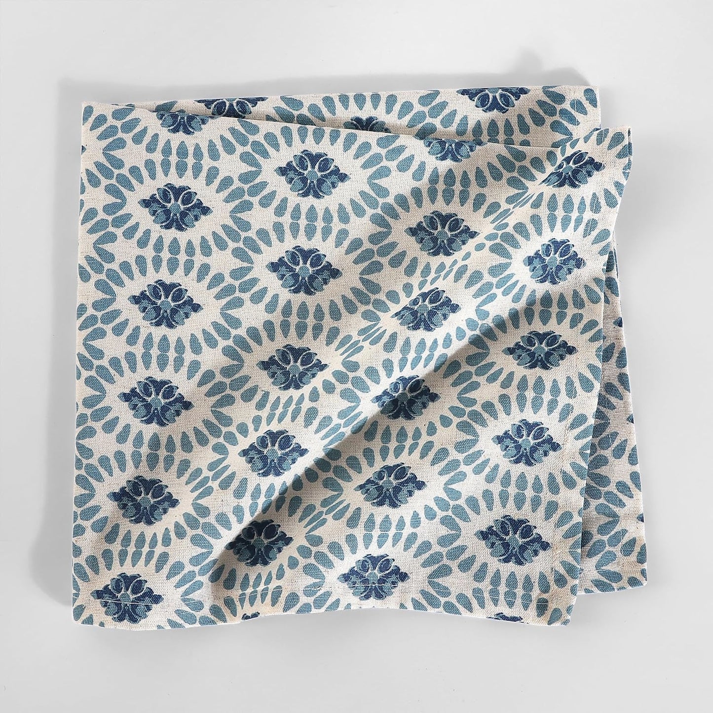 FINGERCRAFT Cloth Napkins Set of 12 Cotton Linen, 20x20 in Moroccan Beauty | Mitered corner, washable, soft, absorbent
