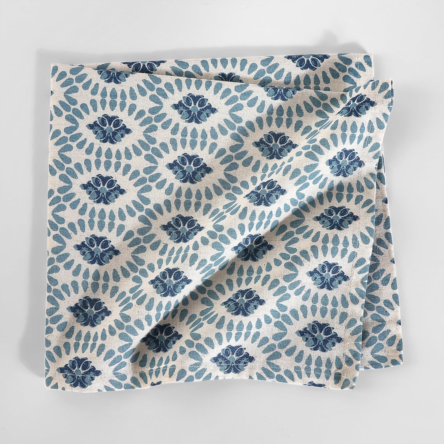 FINGERCRAFT Cloth Napkins Set of 12 Cotton Linen, 20x20 in Moroccan Beauty | Mitered corner, washable, soft, absorbent