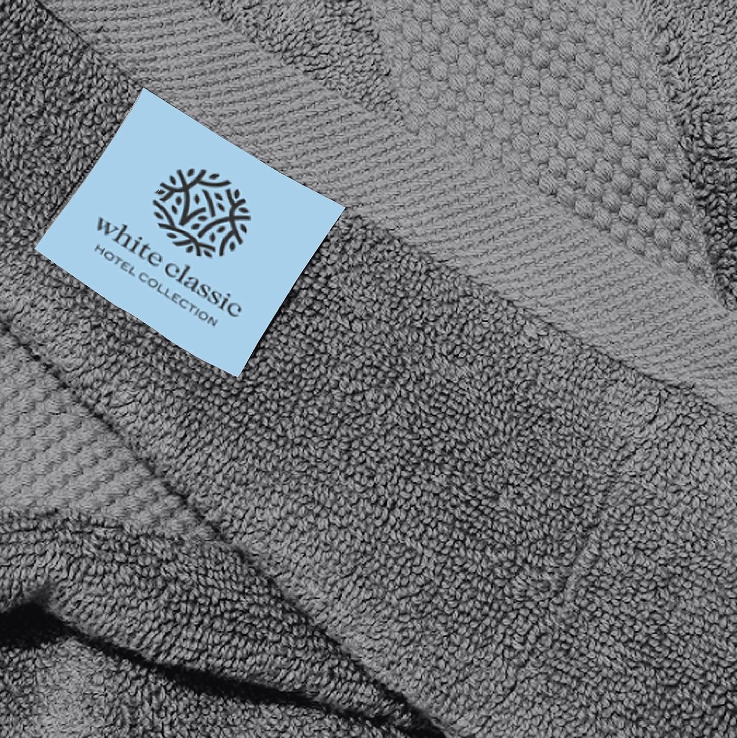 White Classic Luxury Light Gray Hand Towels - Soft 100% Turkish Cotton | Highly Absorbent Hotel spa Bathroom Towel