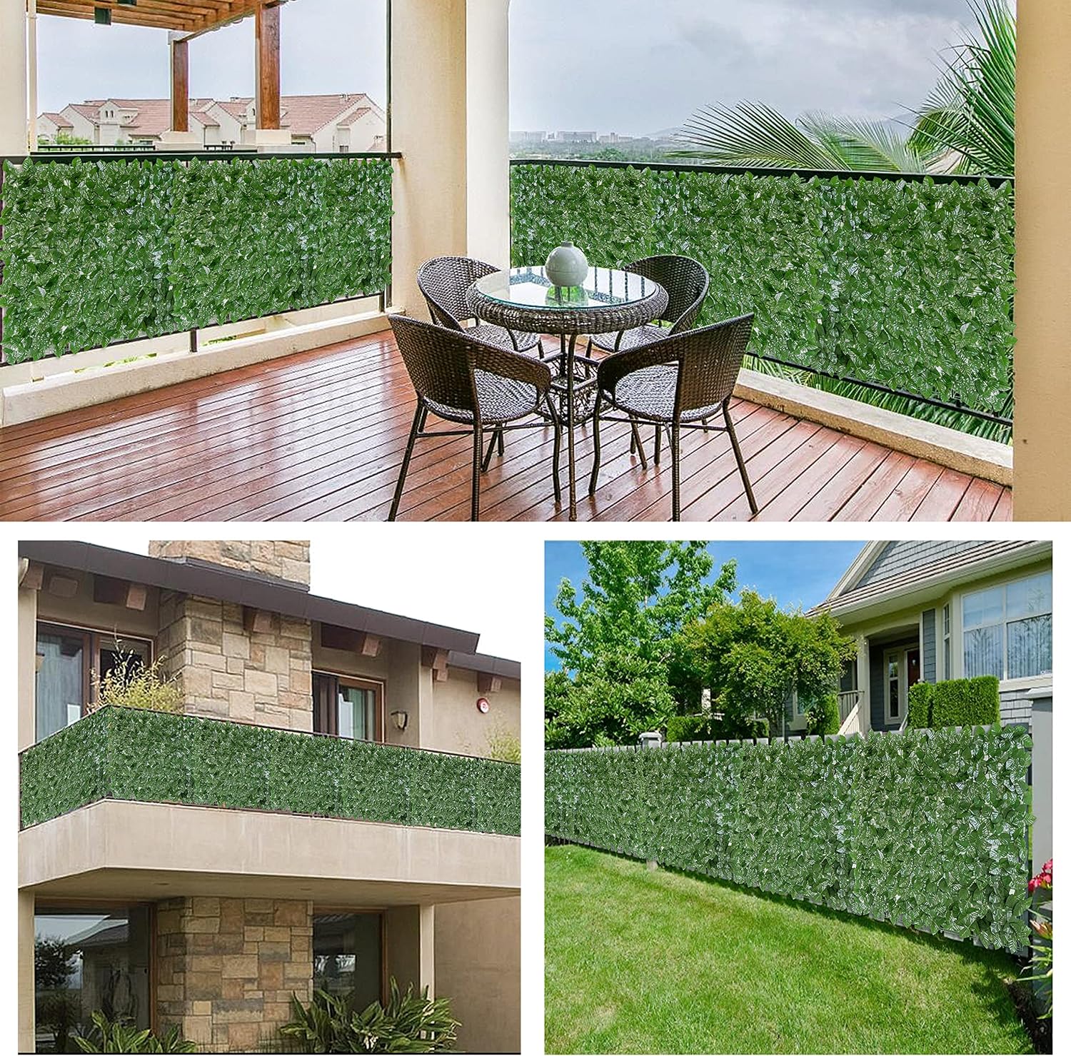 Fade-Resistant Faux Greenery Hedge Panels / 80 x 120 / Green - Ivy