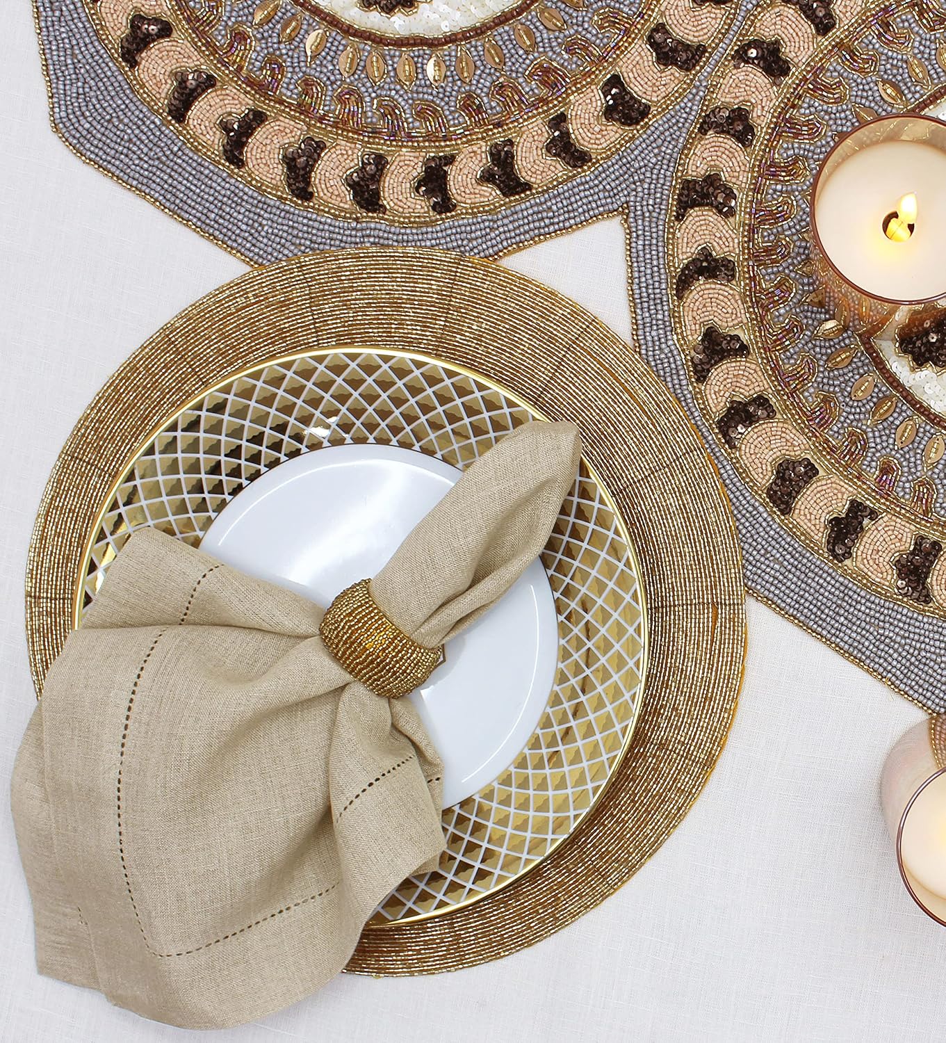 COTTON CRAFT Genuine Pure Linen Napkins - Set of 12 Hemstitch Cloth Napkins | Large 18x18 Natural Hand-Crafted Pure