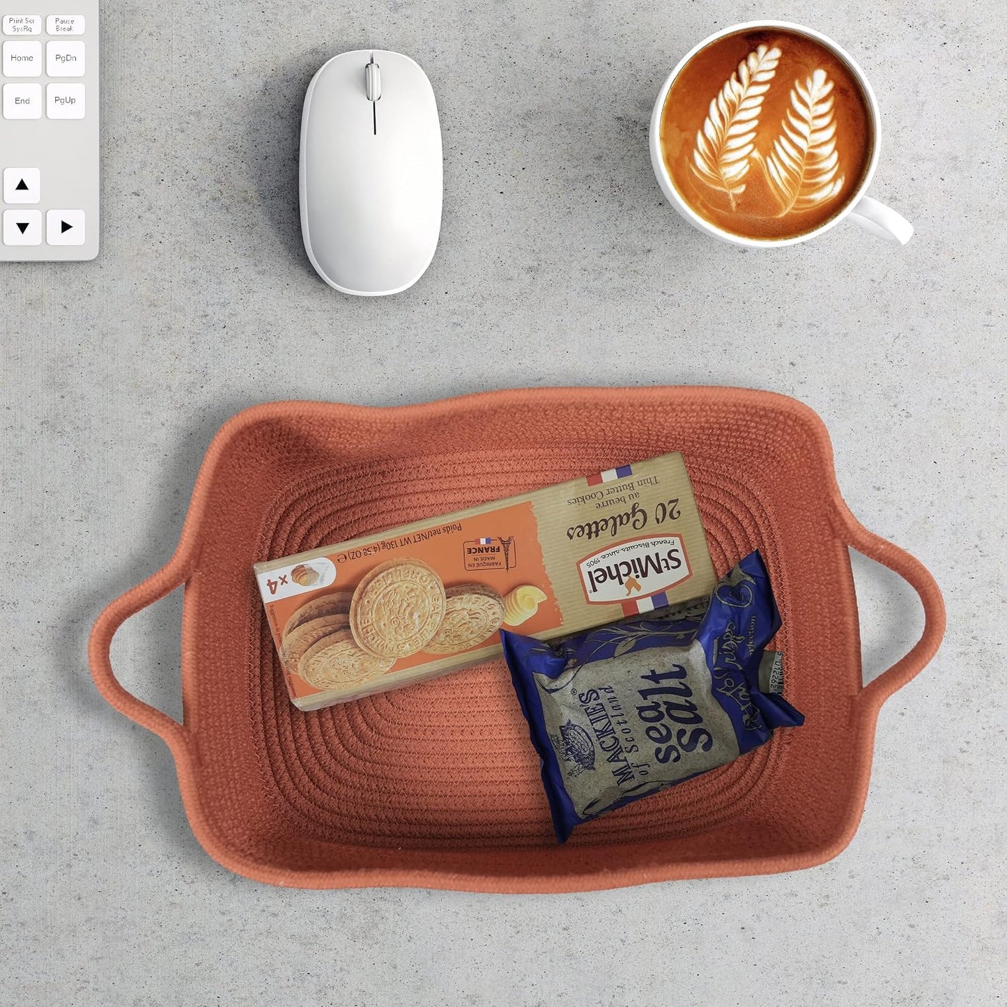 Woven Cotton Rope Storage Basket / Rust