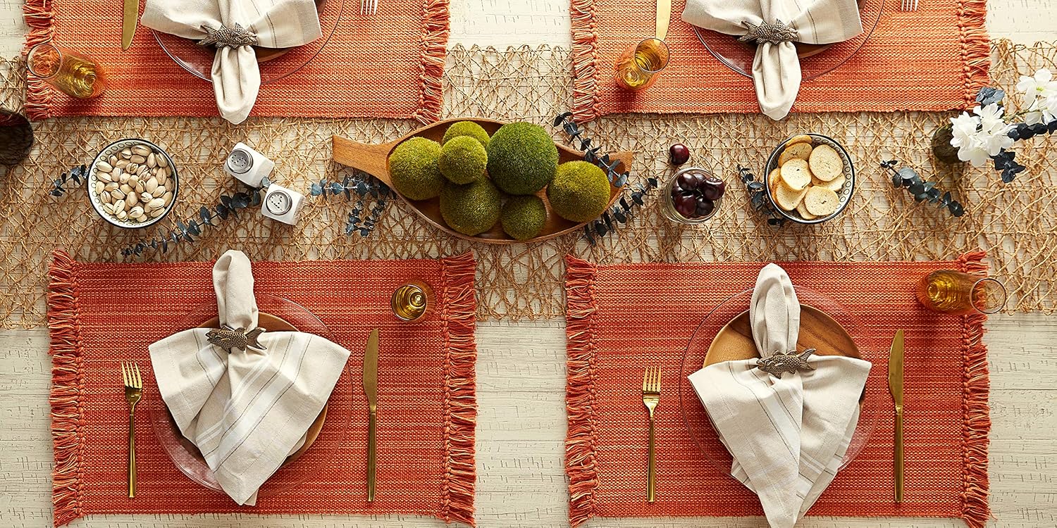 DII Variegated Tabletop Collection, Placemat Set 13x19, Spice, 6 Piece