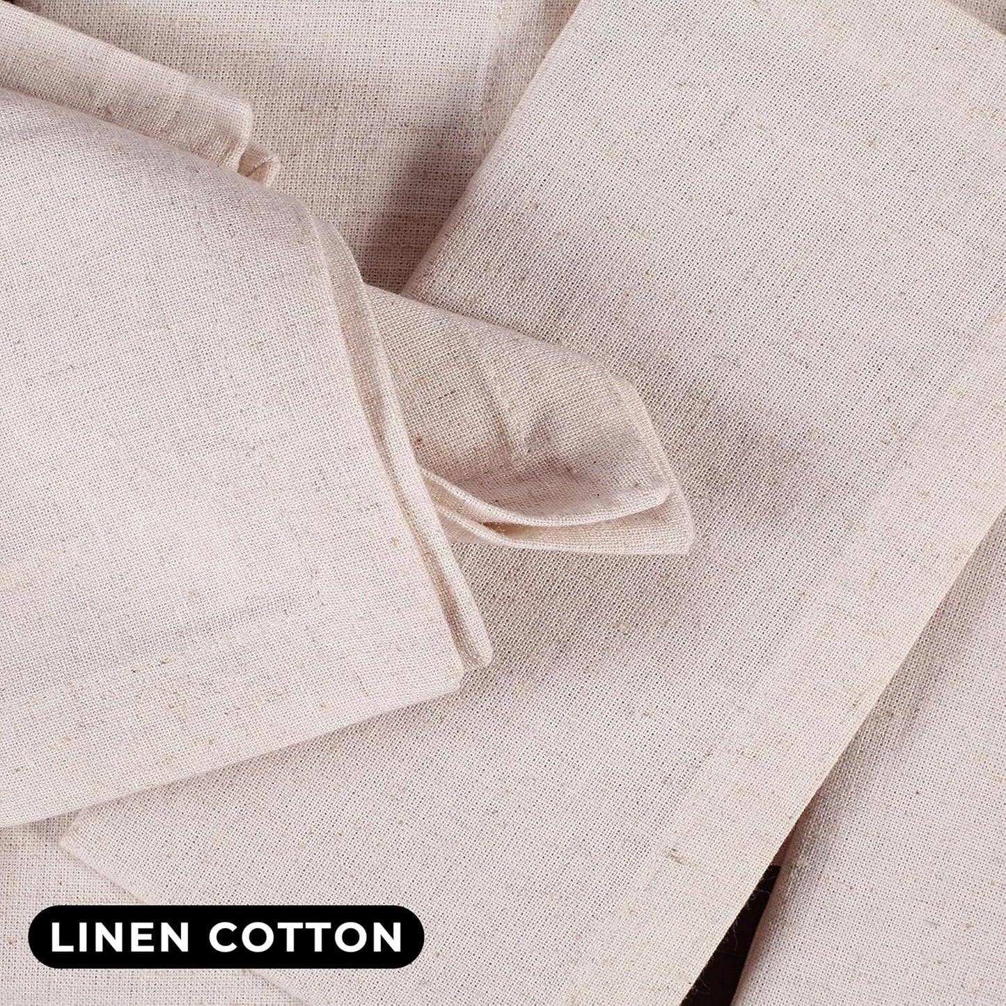 Bedding Craft Linen Cloth Dinner Napkins, Natural, 18x18, Set of 12 | Flax cotton blend, elegant table décor, machine