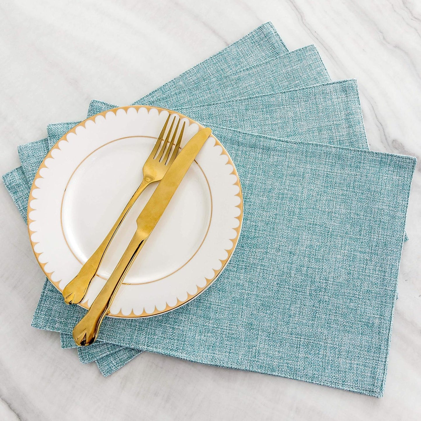 Home Brilliant Cloth Placemats Set of 8 for Holiday Dinner Linen Placemat Heat Resistant Dining Table Place Mats for