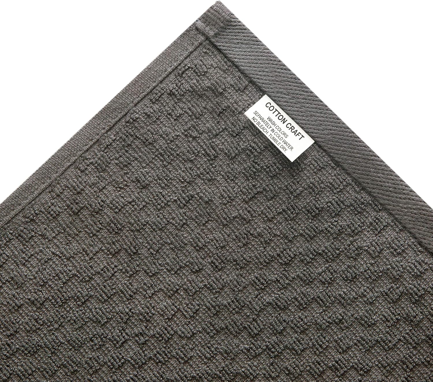 COTTON CRAFT Amazing Kitchen Towels - 8 Pack 100% Cotton Waffle Terry Towel | Charcoal - 16x28 Euro Café Waffle Weave