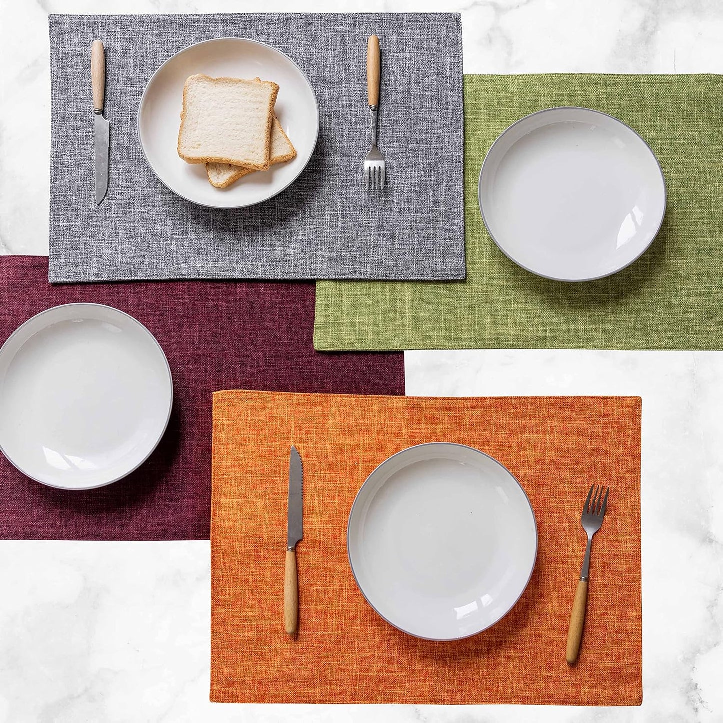 Home Brilliant Linen Placemats Set of 6 Heat Resistant Washable Placemats for Parties Buffet Dinner, 13 x 19 inches