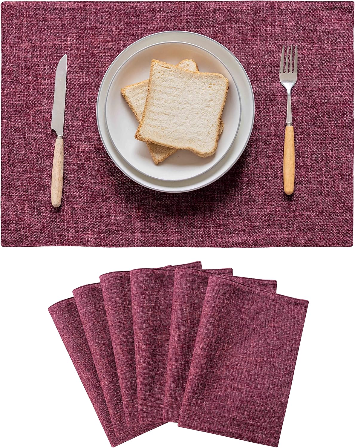 Home Brilliant Red Placemats for Holiday Linen Placemats Heat Resistant Dining Table Mats Kitchen Place Mats Dinner