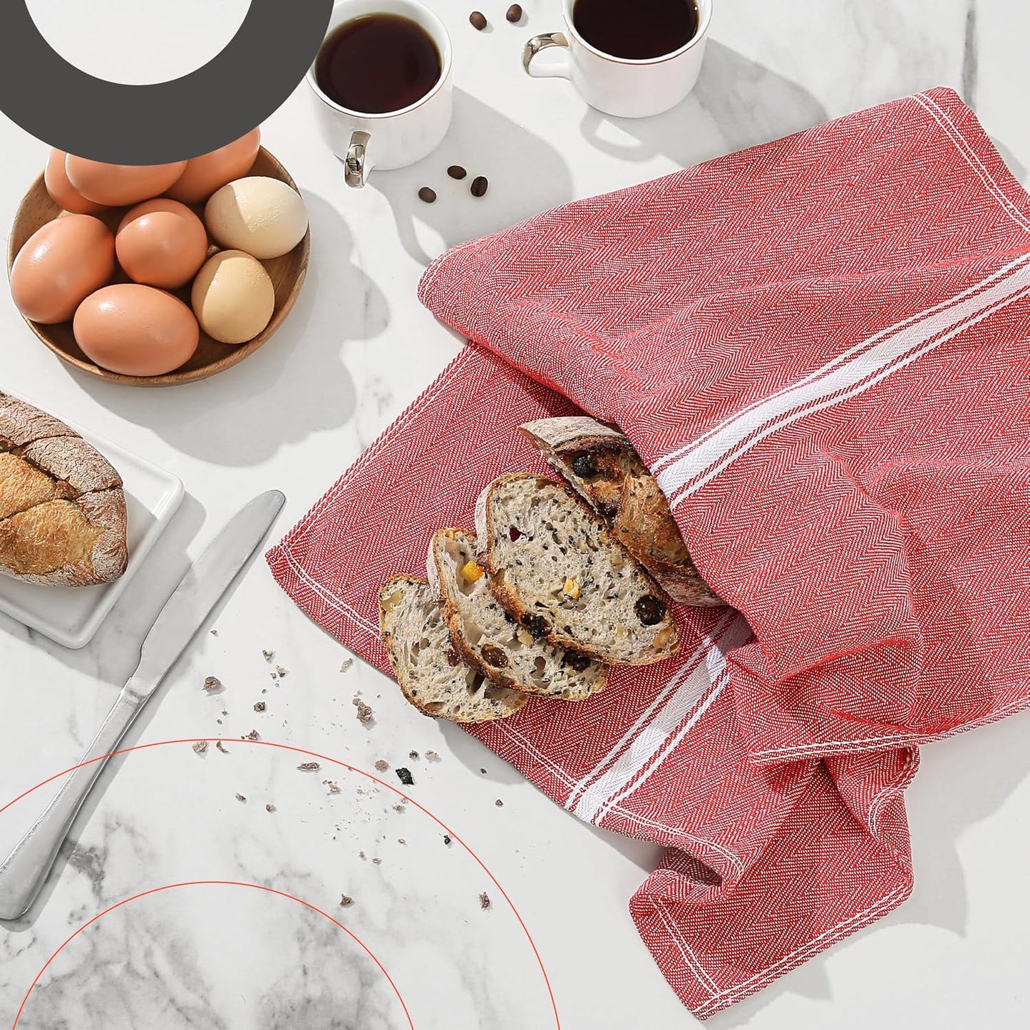 Zeppoli Classic 15 Pack 100% Natural Cotton Kitchen Towel Set, Reusable Wash Cloths, Absorbent Dish Towels, Machine