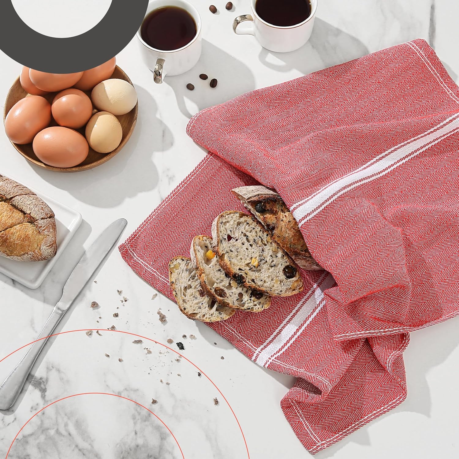 Zeppoli Classic 15 Pack 100% Natural Cotton Kitchen Towel Set, Reusable Wash Cloths, Absorbent Dish Towels, Machine