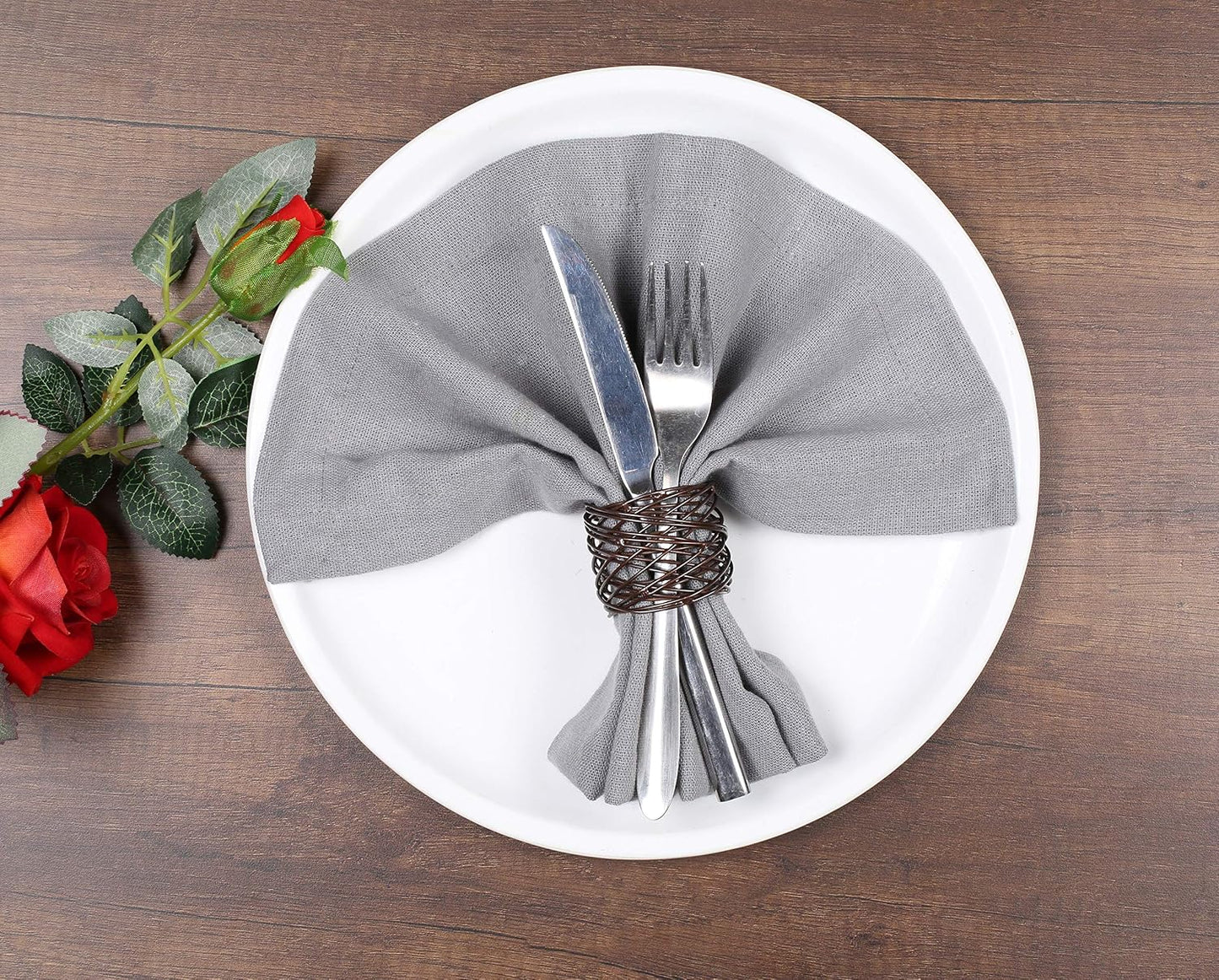 Alpha Living Home Mesh Metal Napkin Rings, Bronze, Set of 12 | Heavy-duty metal, spiral design, 2x2x1.5 in
