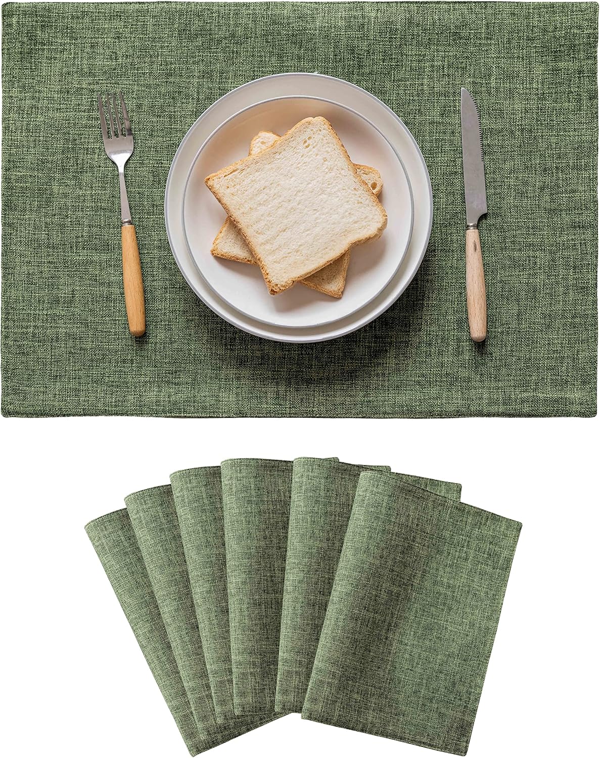 Home Brilliant Linen Cloth Placemats Set of 6 Heat Resistant Dining Table Place Mats Kitchen Washable Dining Mats for
