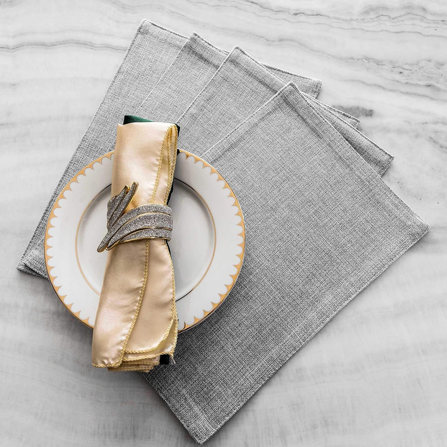 Home Brilliant Cloth Placemats Set of 8 Heat Resistant Washable Plate Mats Placemats for Parties Buffet Dinner Coasters