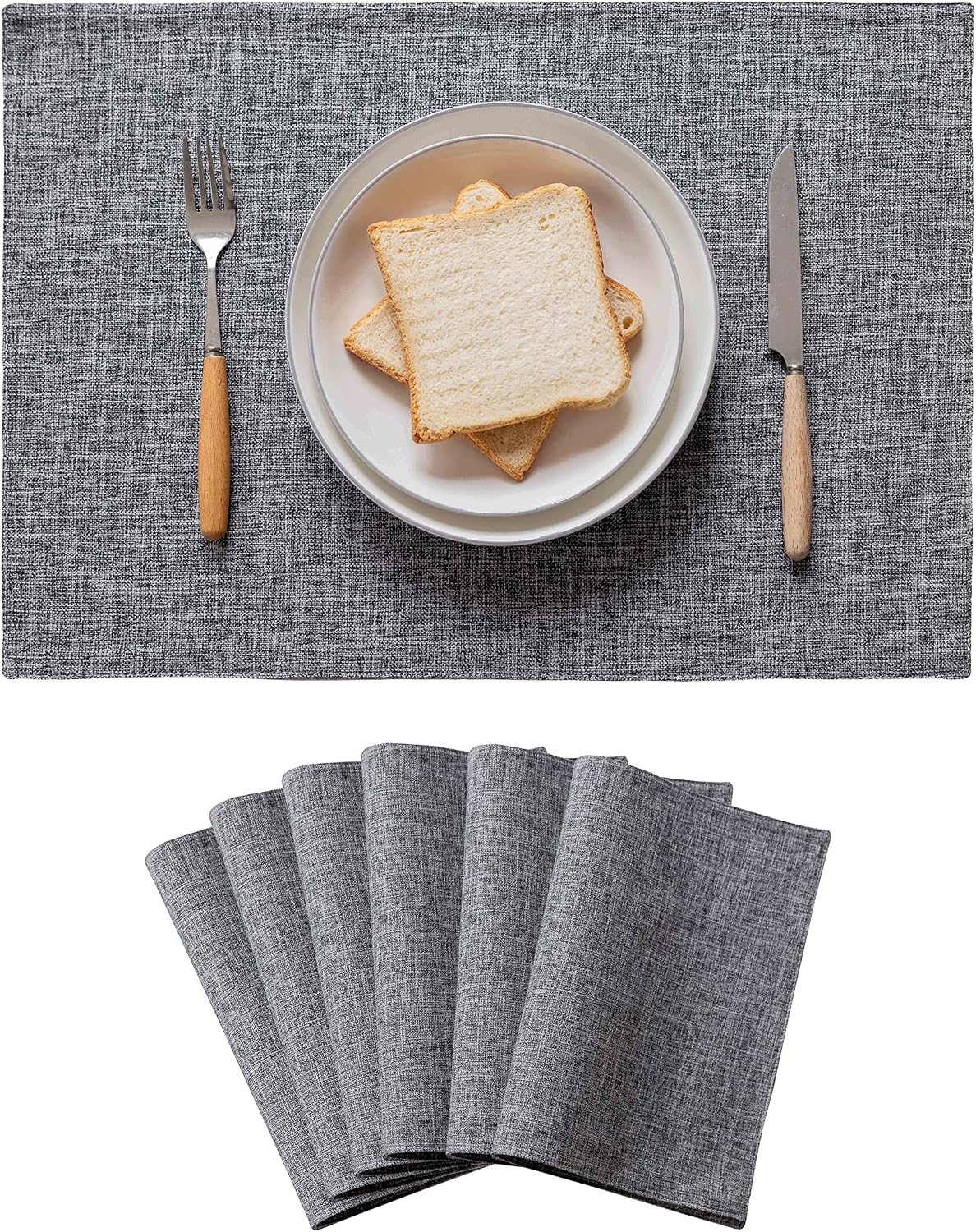 Home Brilliant Linen Placemats Set of 6 Heat Resistant Washable Placemats for Parties Buffet Dinner, 13 x 19 inches